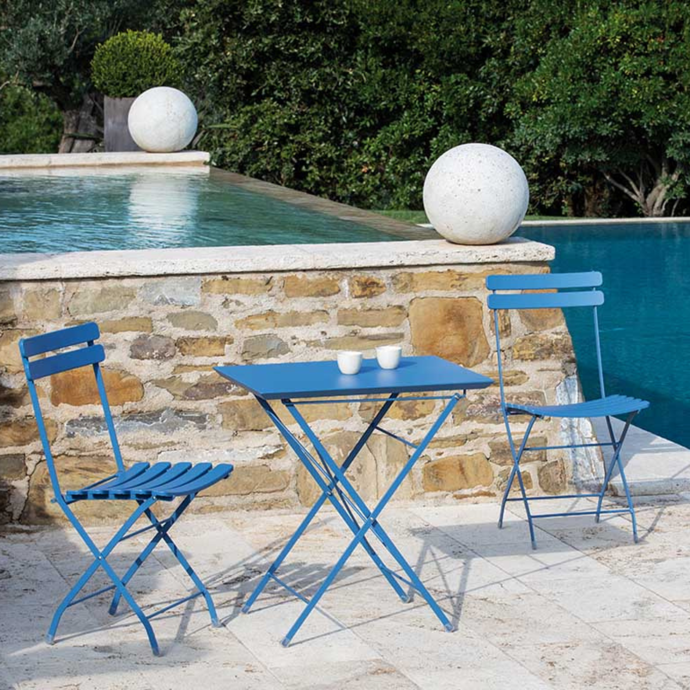 Table carrée pliante "Step" en métal galvanisé pour jardin h 75 cm