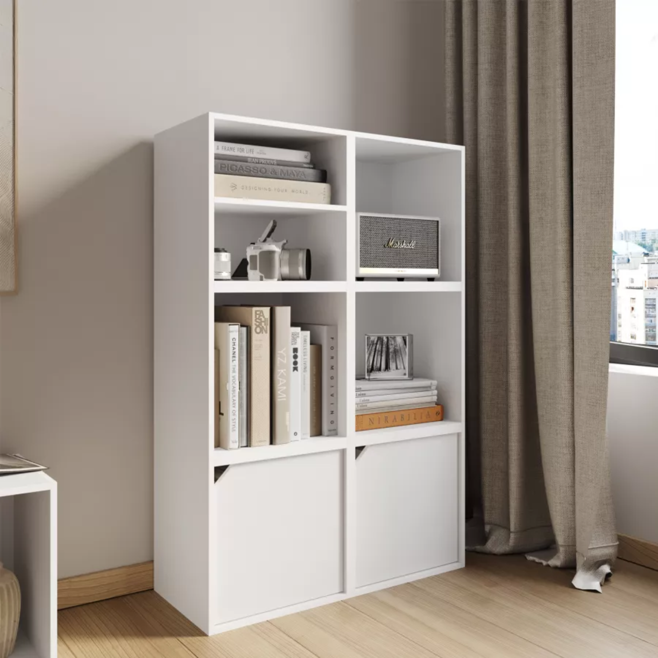 Mensola a giorno colorata "Cubo" in legno cm 35x35 29h