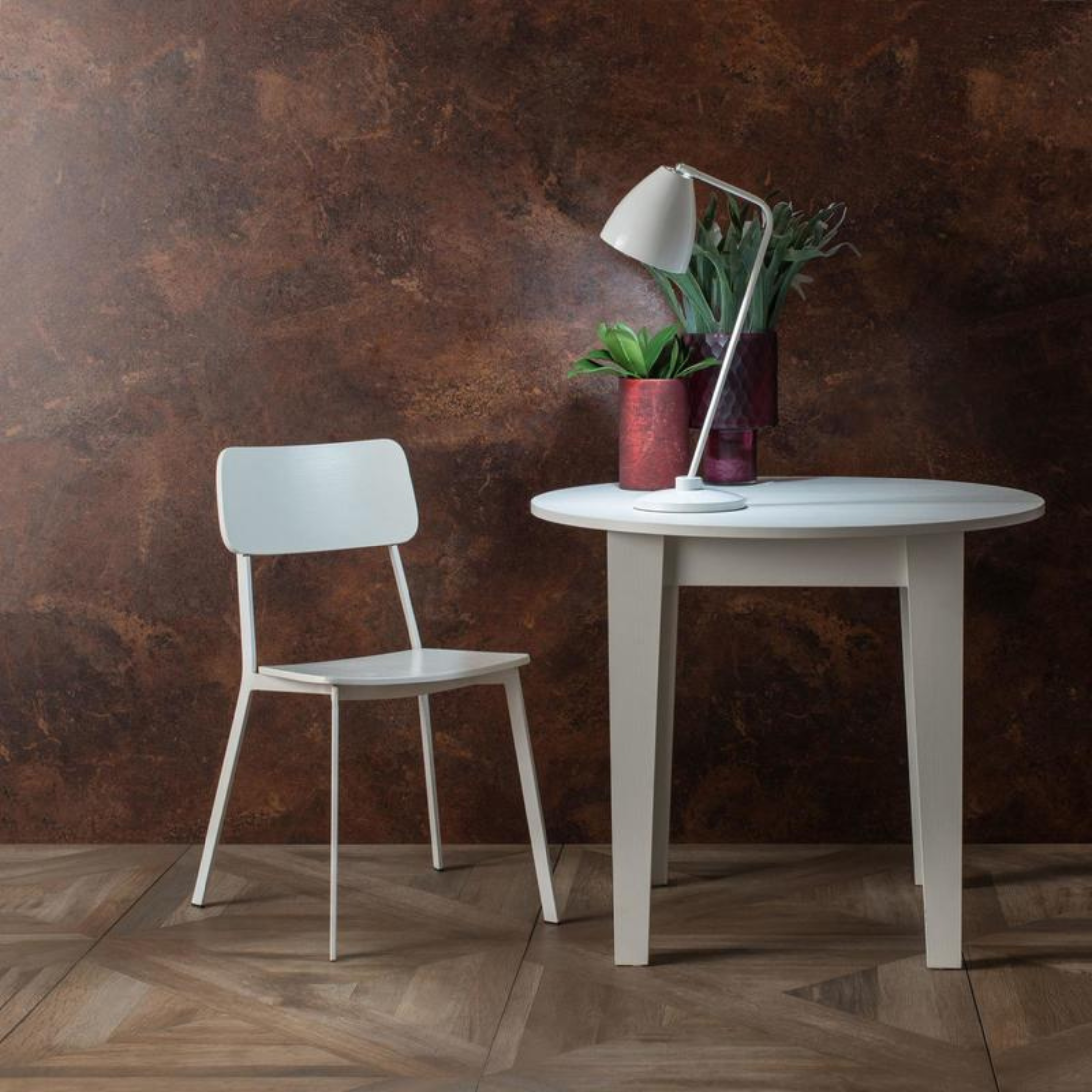 Set di sedie moderne in legno laccato "Ade" da pranzo struttura in metallo cm 51,5x51 82h