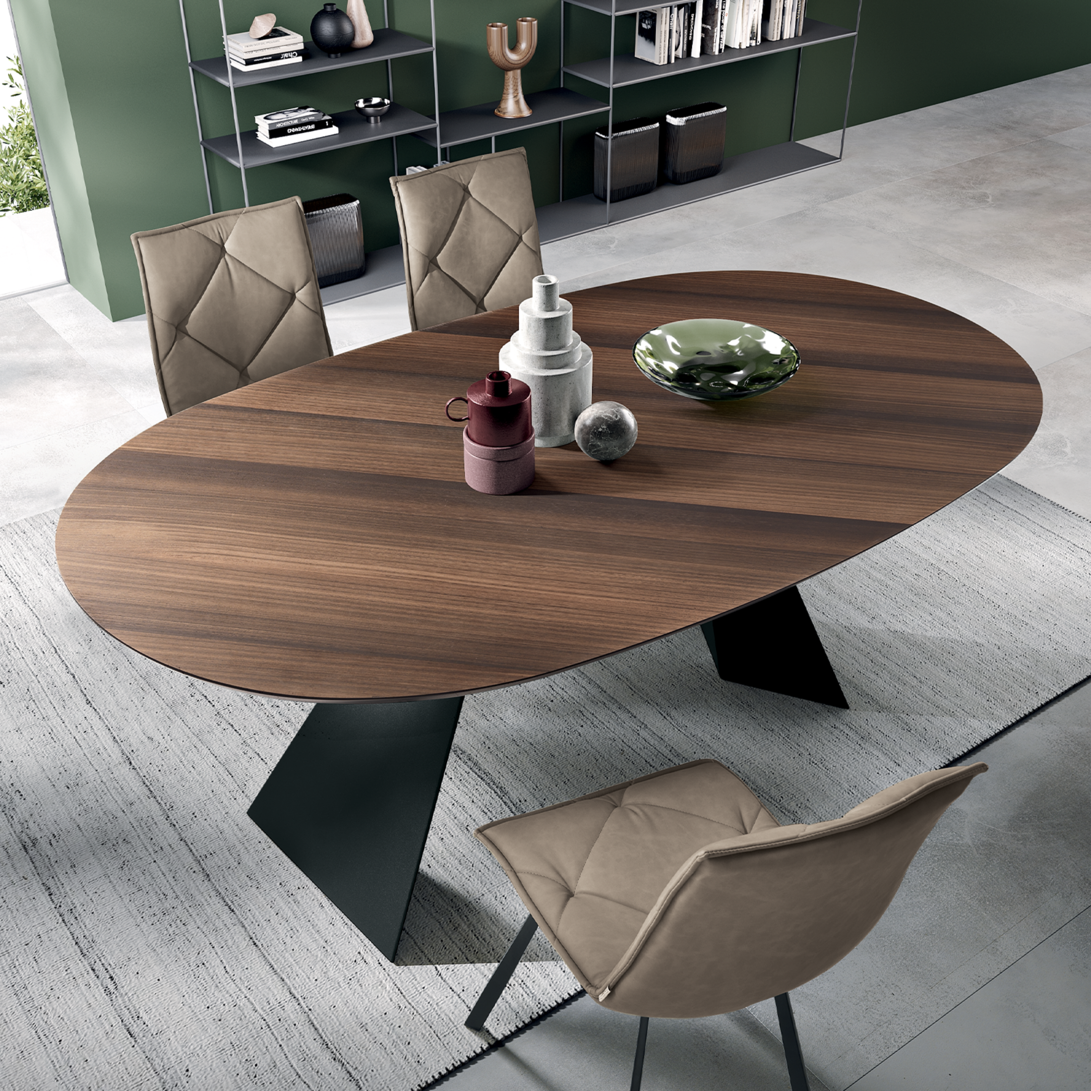 Tavolo fisso moderno da pranzo "Nargy" con base in metallo e piano in rovere cm 210x109 75h