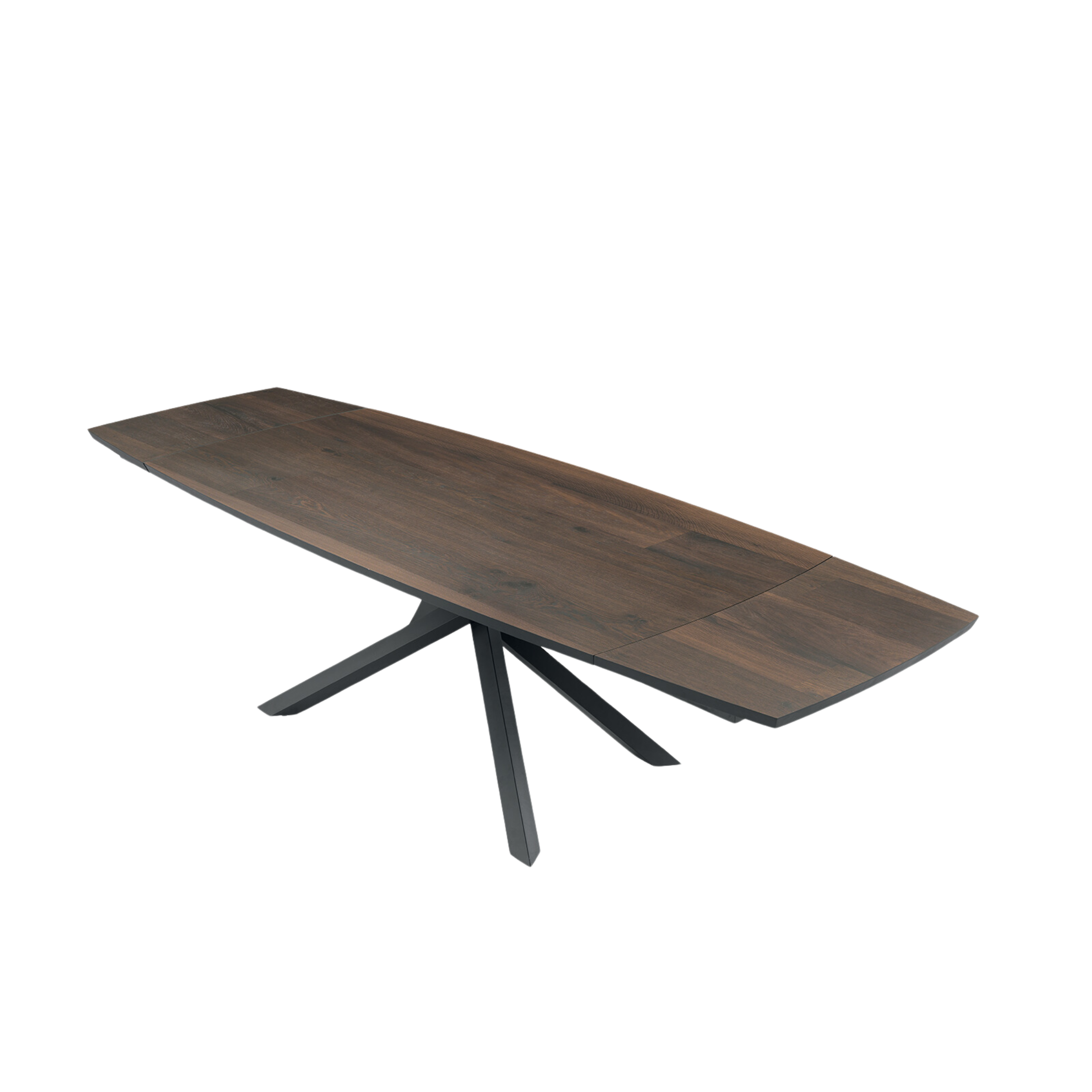Tavolo moderno allungabile "Alan" con base in metallo e piano in rovere