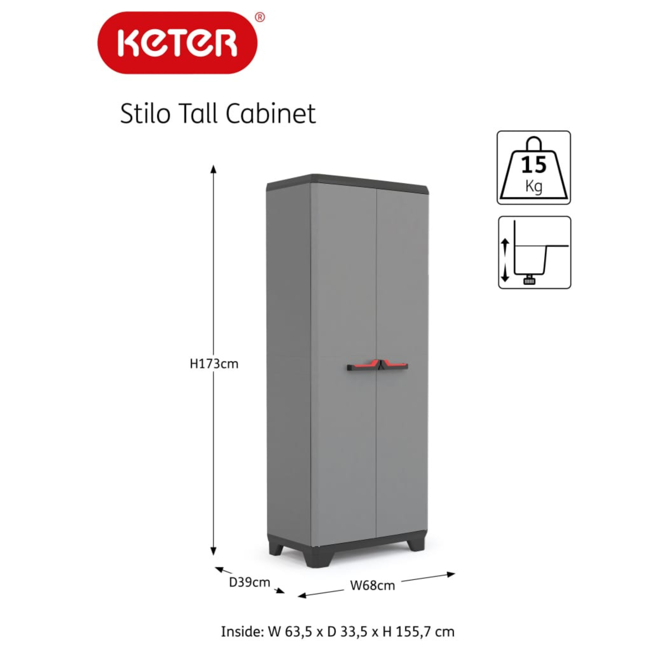 Armadio da giardino "Antonella" in plastica cm 68x39