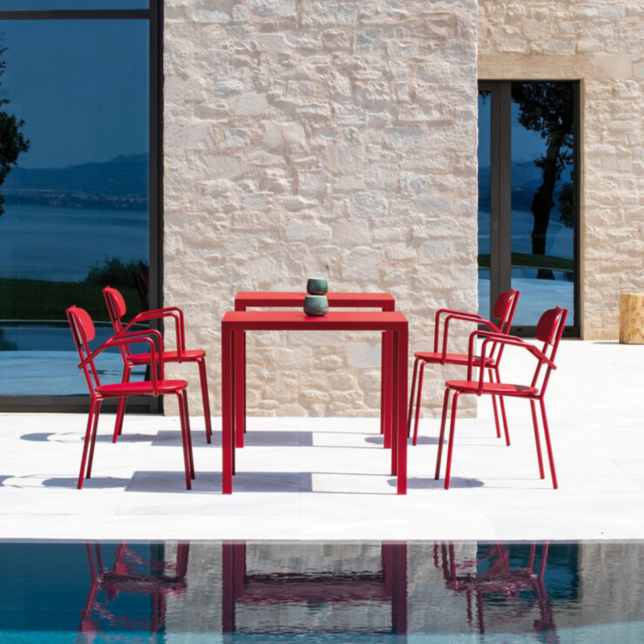 Set di sedie "Fox" da giardino in metallo verniciato impilabili cm 53x53 84h