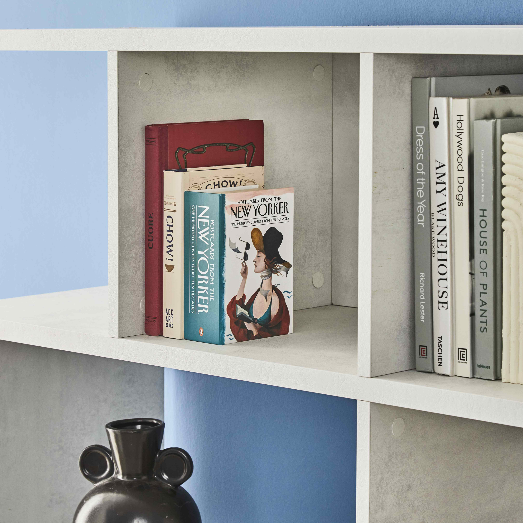 Librería modular divisoria "Riflessioni" de madera, 4 estantes, moderna 150x38 cm 144h