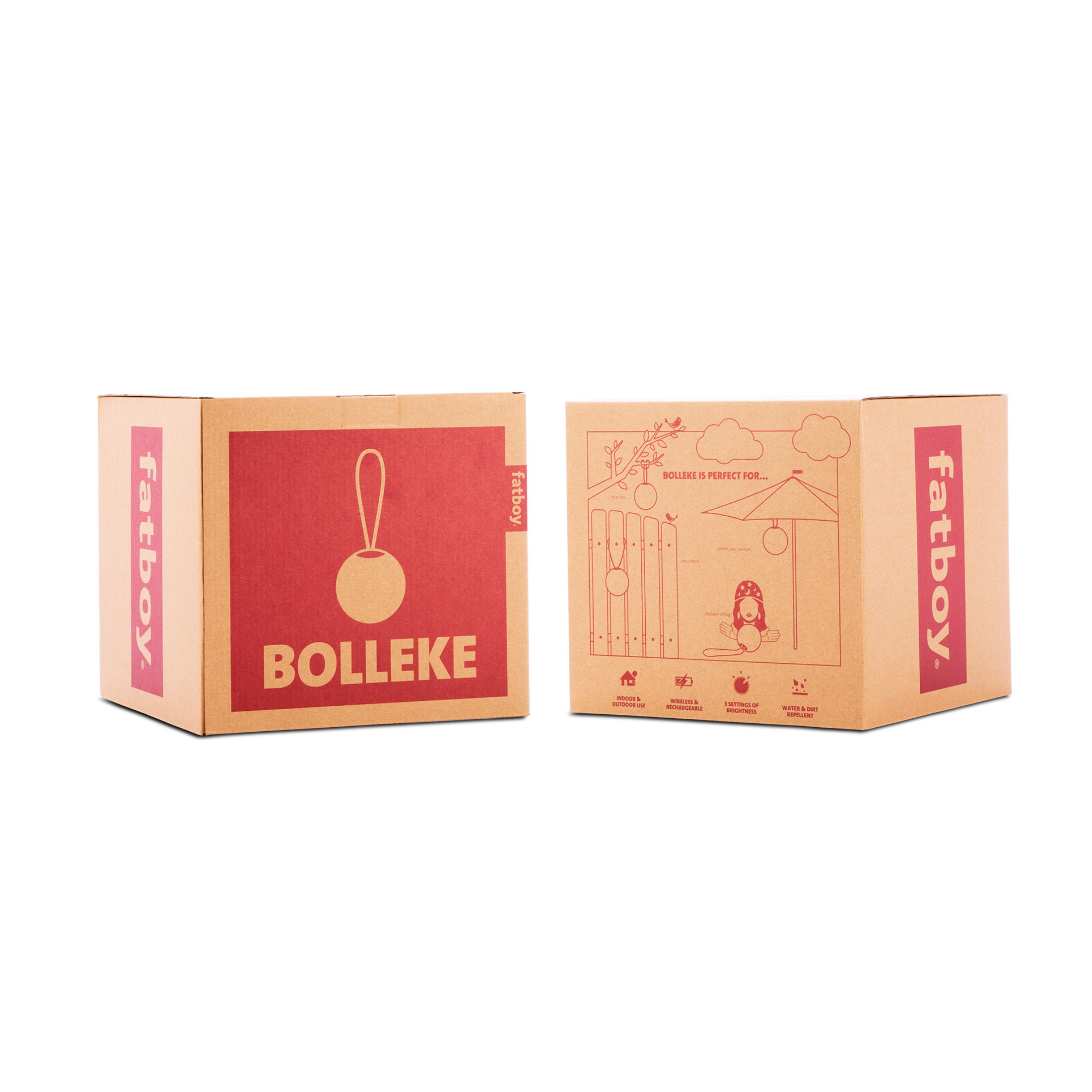 Juego de 2 lámparas LED suspendidas a pilas "Bolleke" de HDPE con gancho de goma 20x20 cm