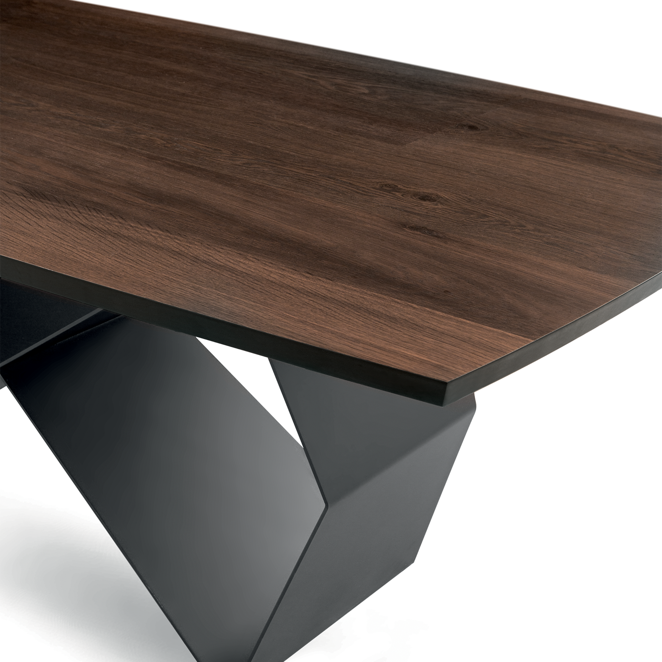 Tavolo fisso da pranzo "Reina" con base in metallo e piano in rovere cm 200x100 75h