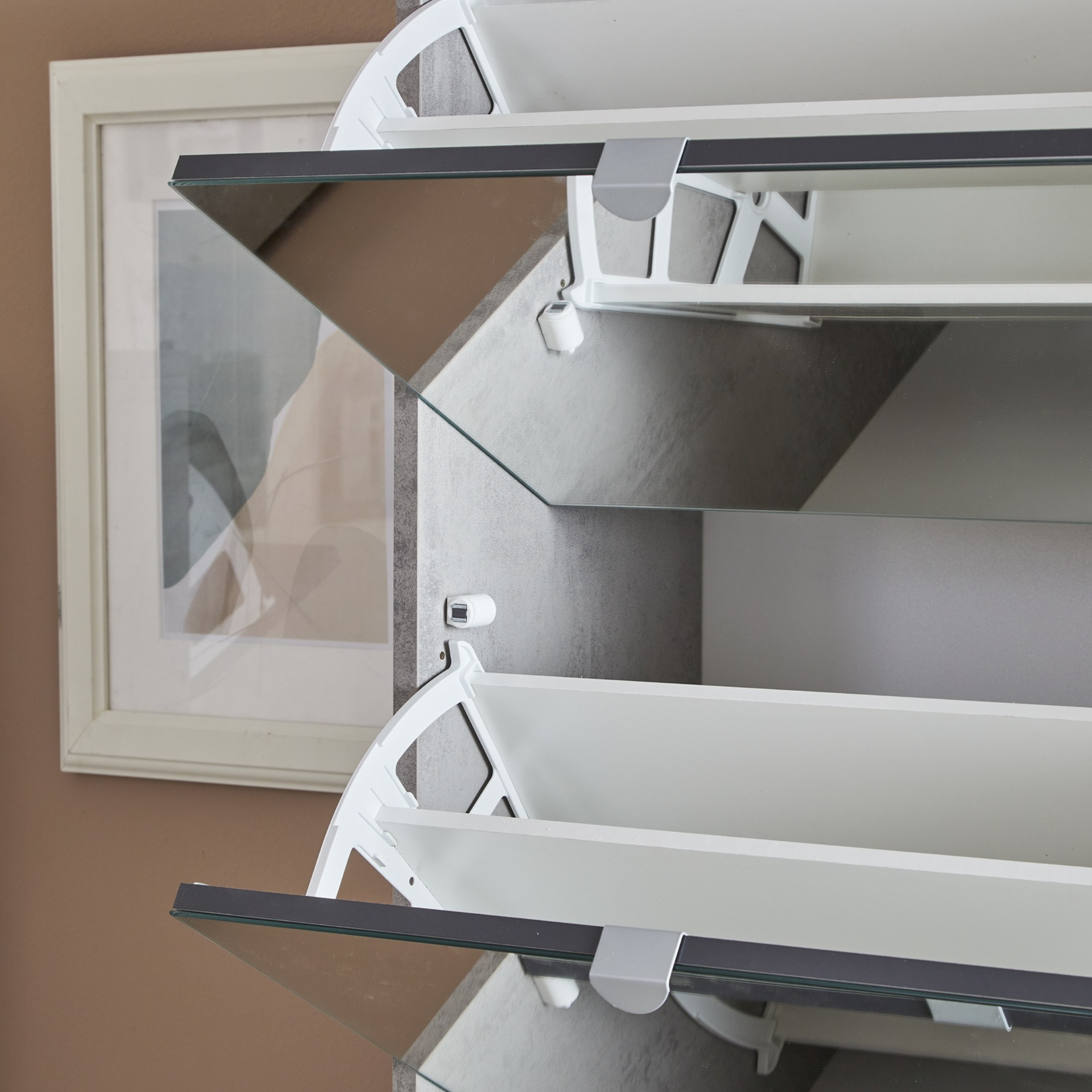 Scarpiera a specchio 4 ante "Diana1" in legno cm 63x18 154h