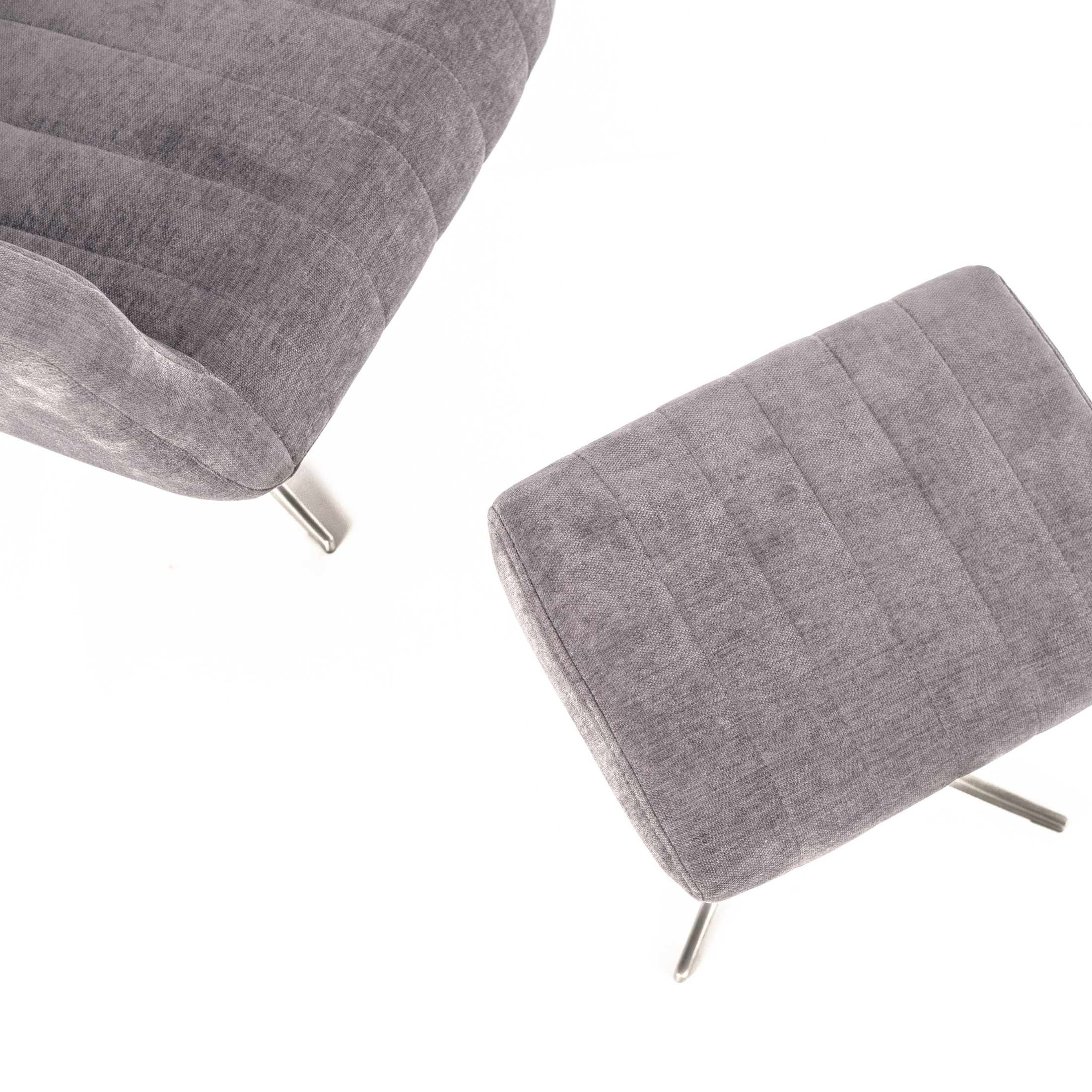 Fauteuil relaxant inclinable en velours "Alba" base chromée 70x60 cm 88h