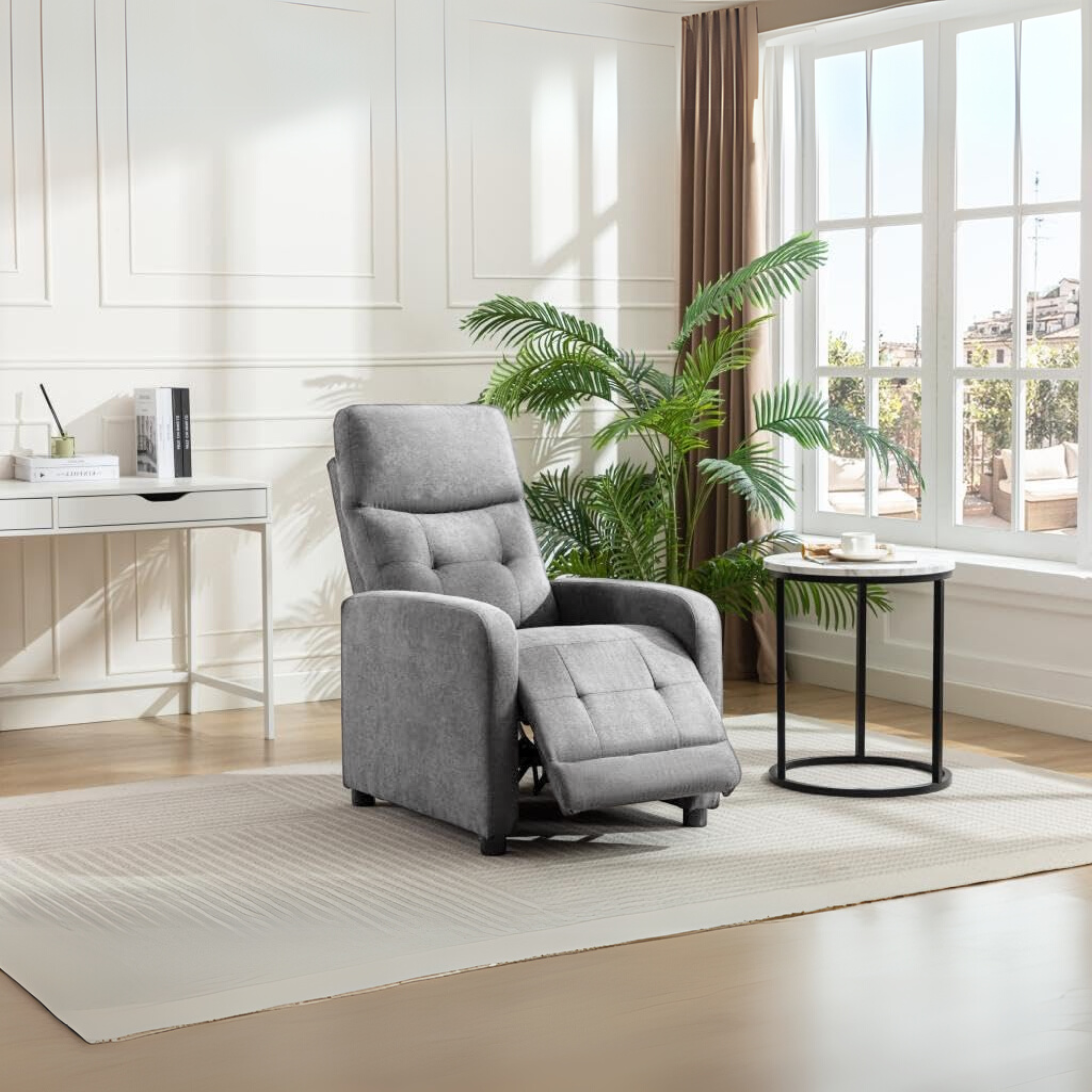 Sillón reclinable en microfibra "Morgana" función elevable 2 motores 82x75 cm 110h