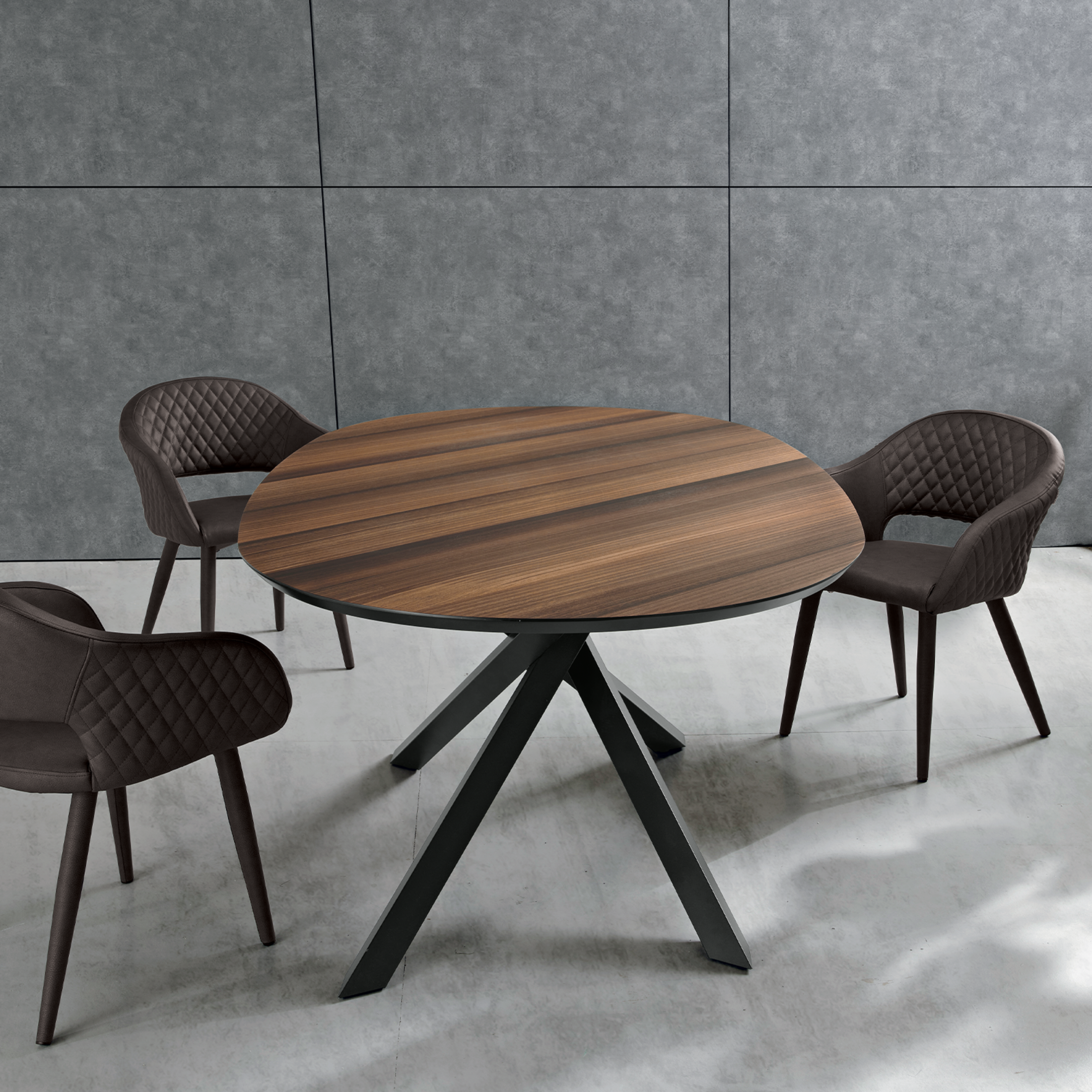 Tavolo fisso moderno da pranzo "Canyon" con base in metallo e piano in rovere cm 210x109 75h