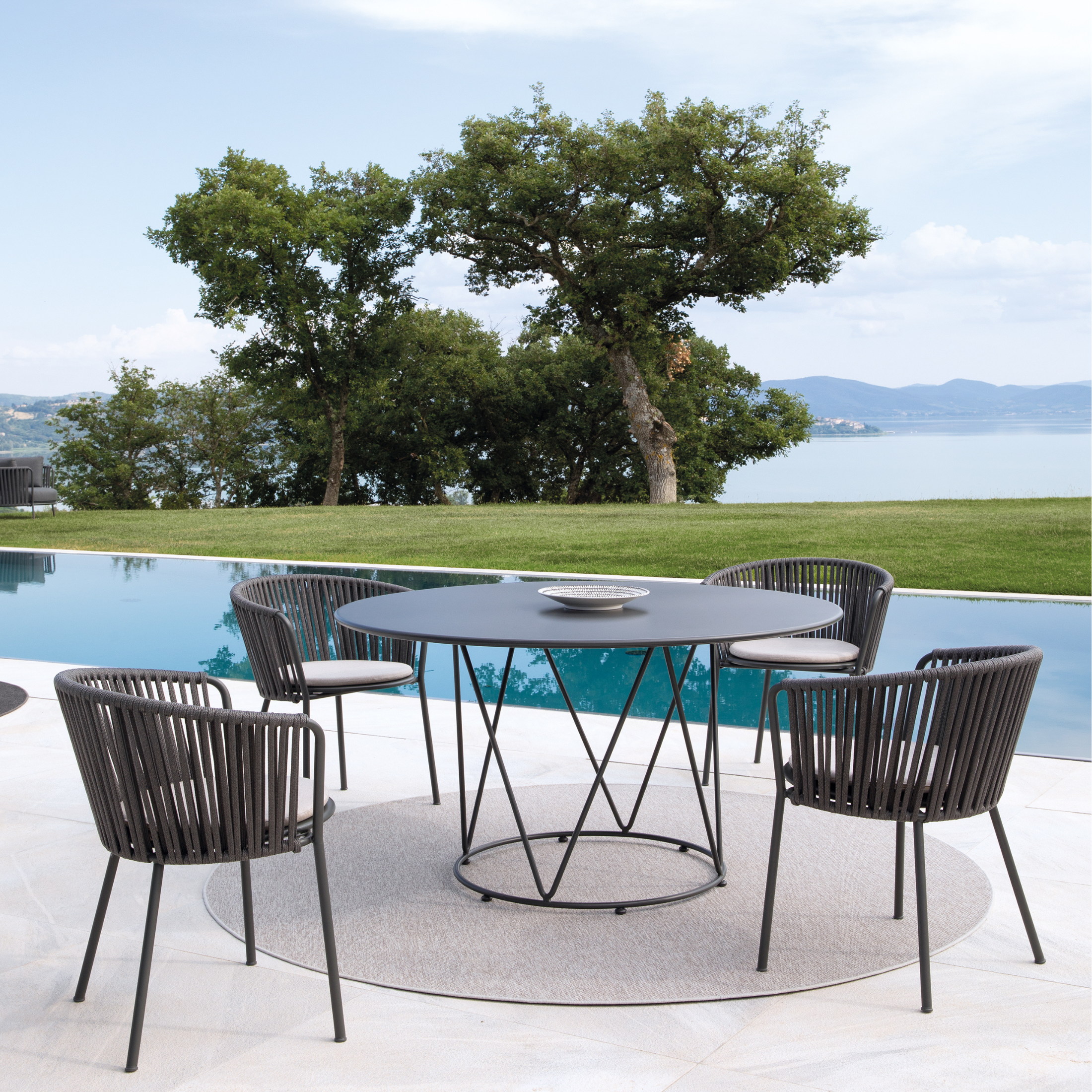 Set di sedie in acciaio inox e corda "Daisy Rope" da giardino cm 62x50 80h