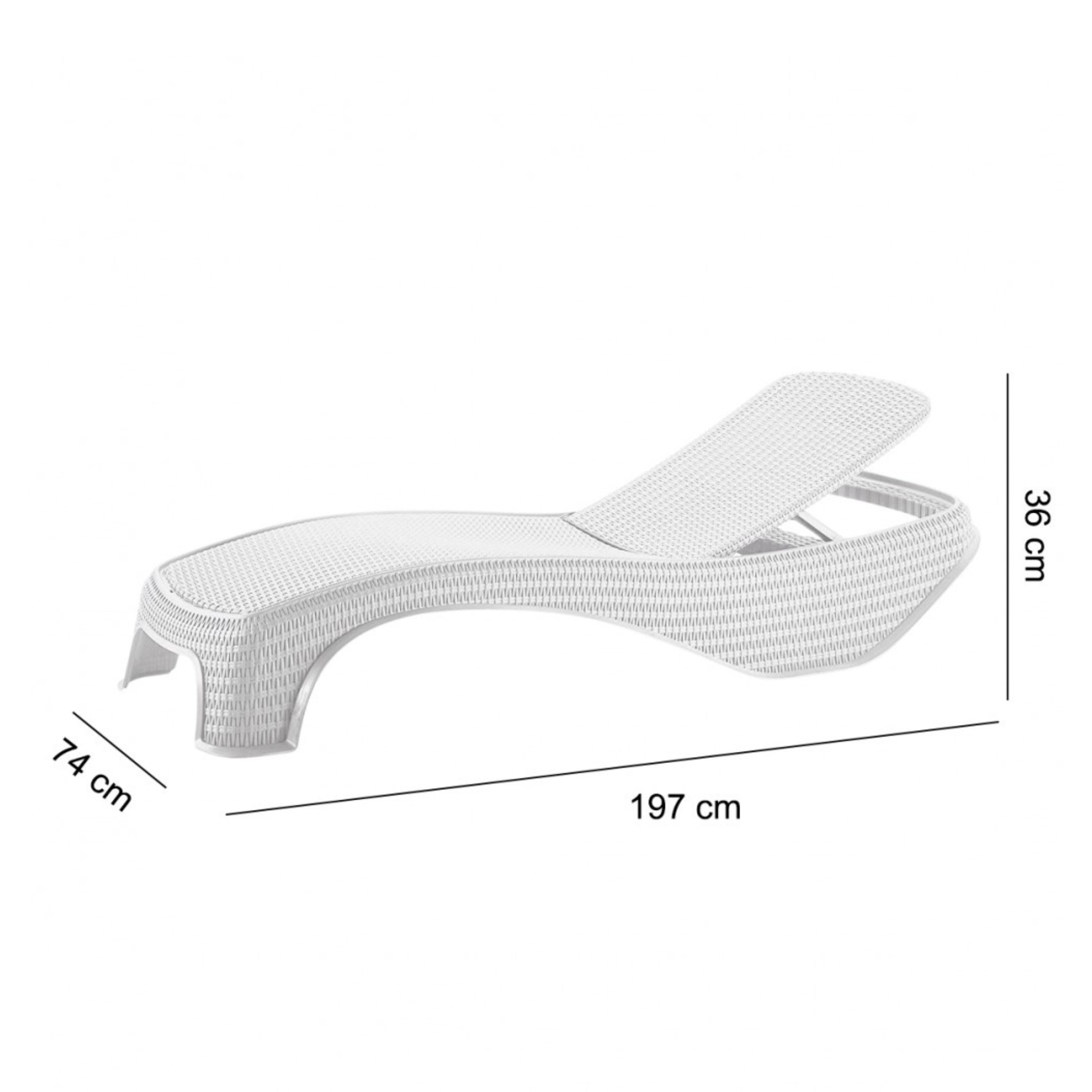 Lettino prendisole in polirattan "Atlantic" reclinabile cm 197x74 36h