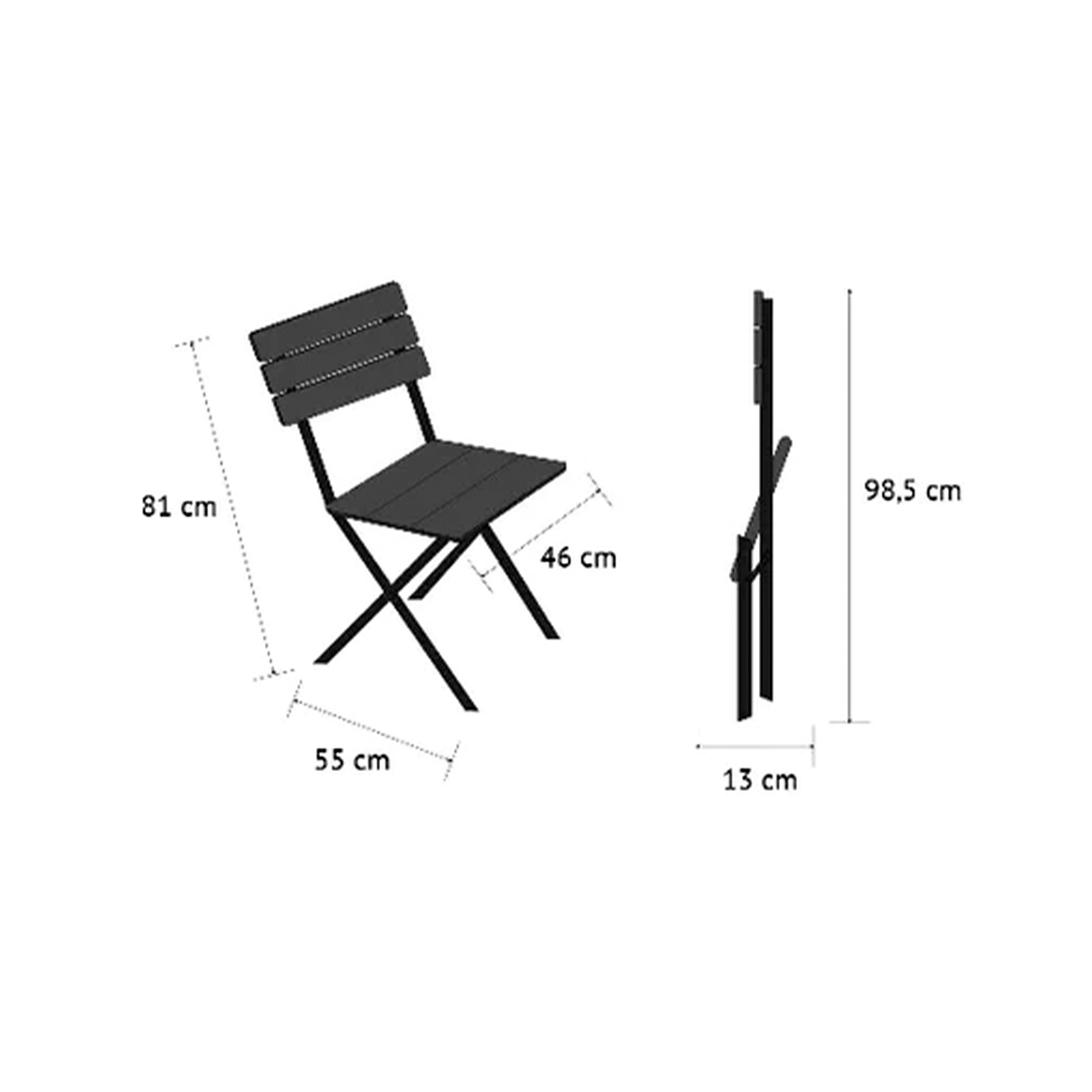Set da pranzo in acciaio Metalwood pieghevole effetto legno per giardino