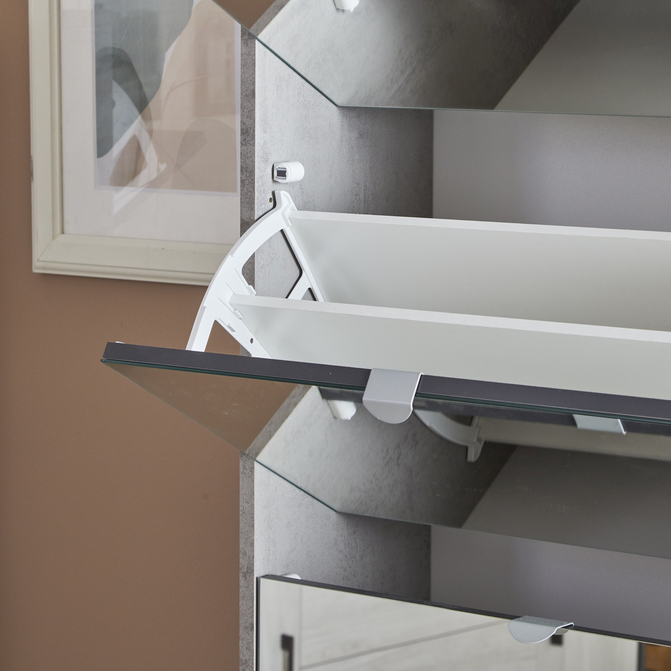 Scarpiera 4 ante specchio 1 cassetto in legno "Zoe" cm 63x29 164h