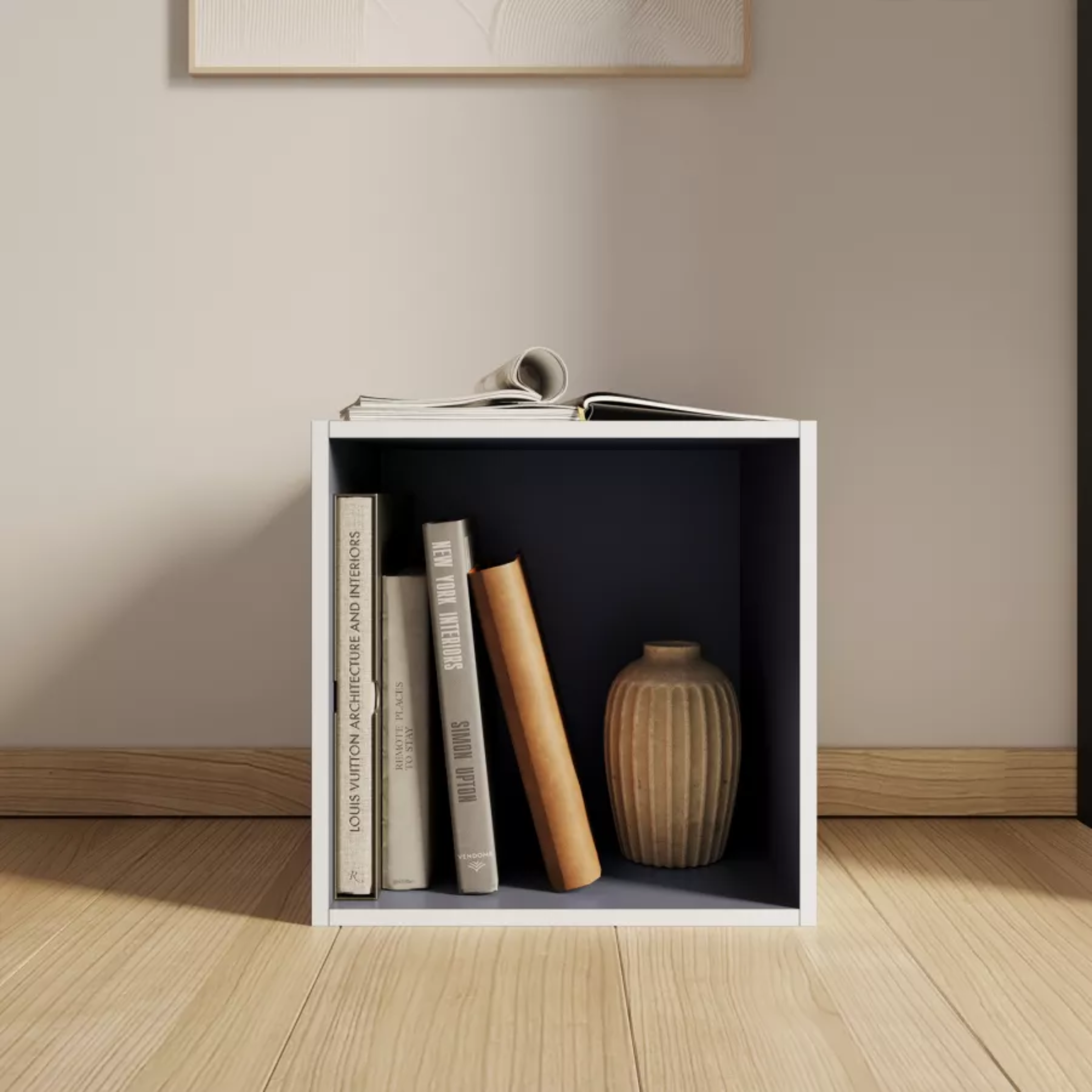 Mensola a giorno colorata "Cubo" in legno cm 35x35 29h