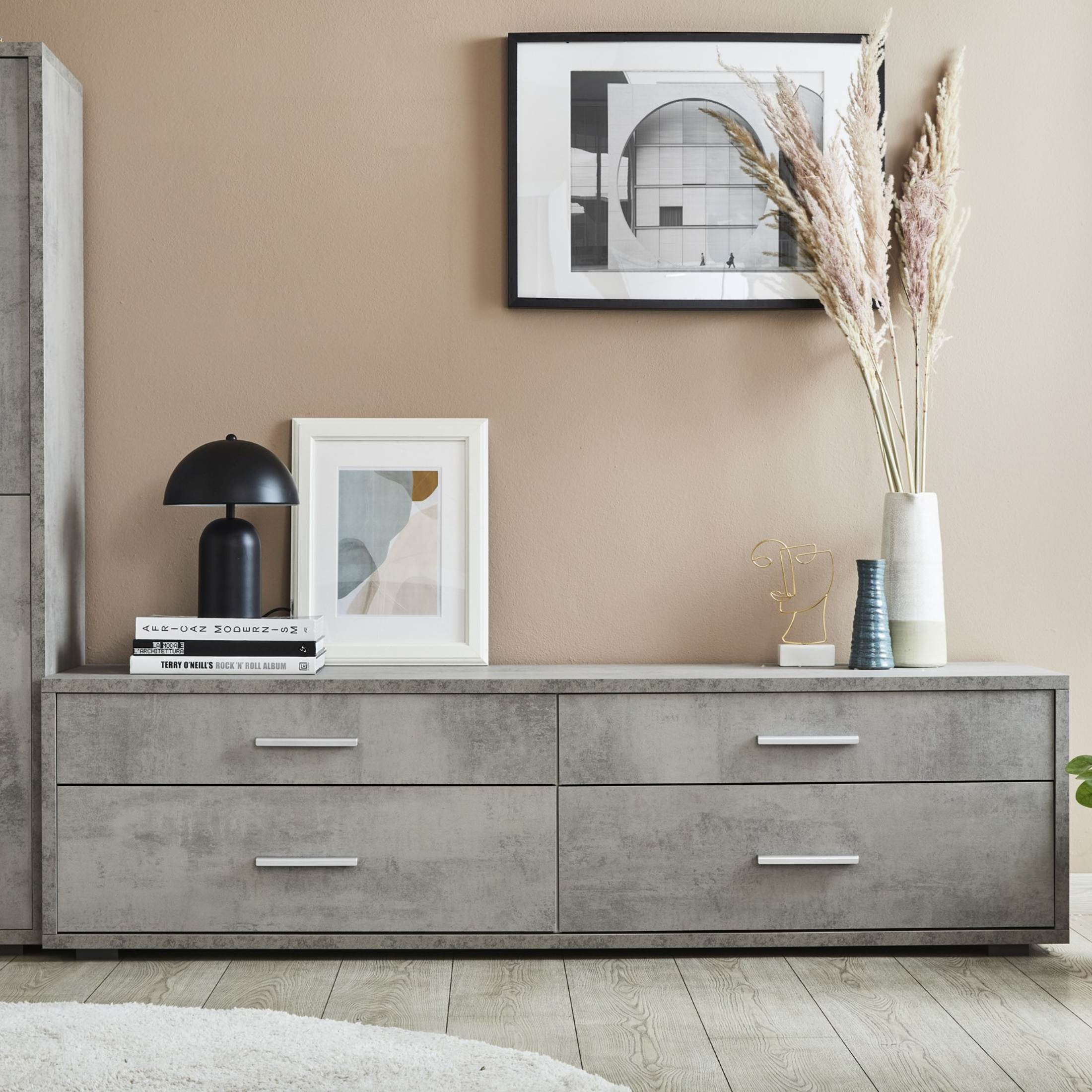 Mobile 4 cassetti in legno "Pedro" moderno da ingresso cm 179x47 50h