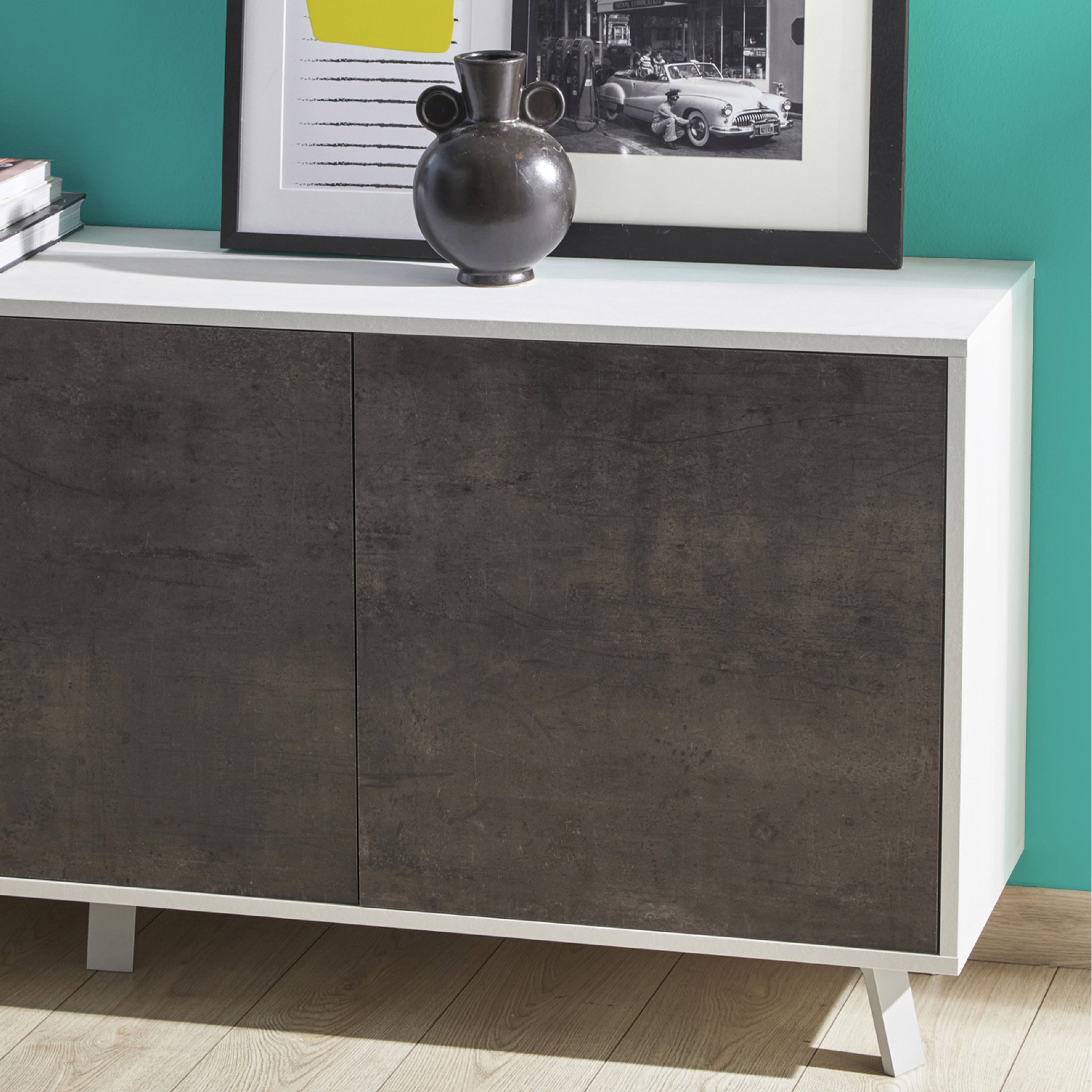 Mobile in legno 3 ante "Alex" madia push pull cm 177x41 74h