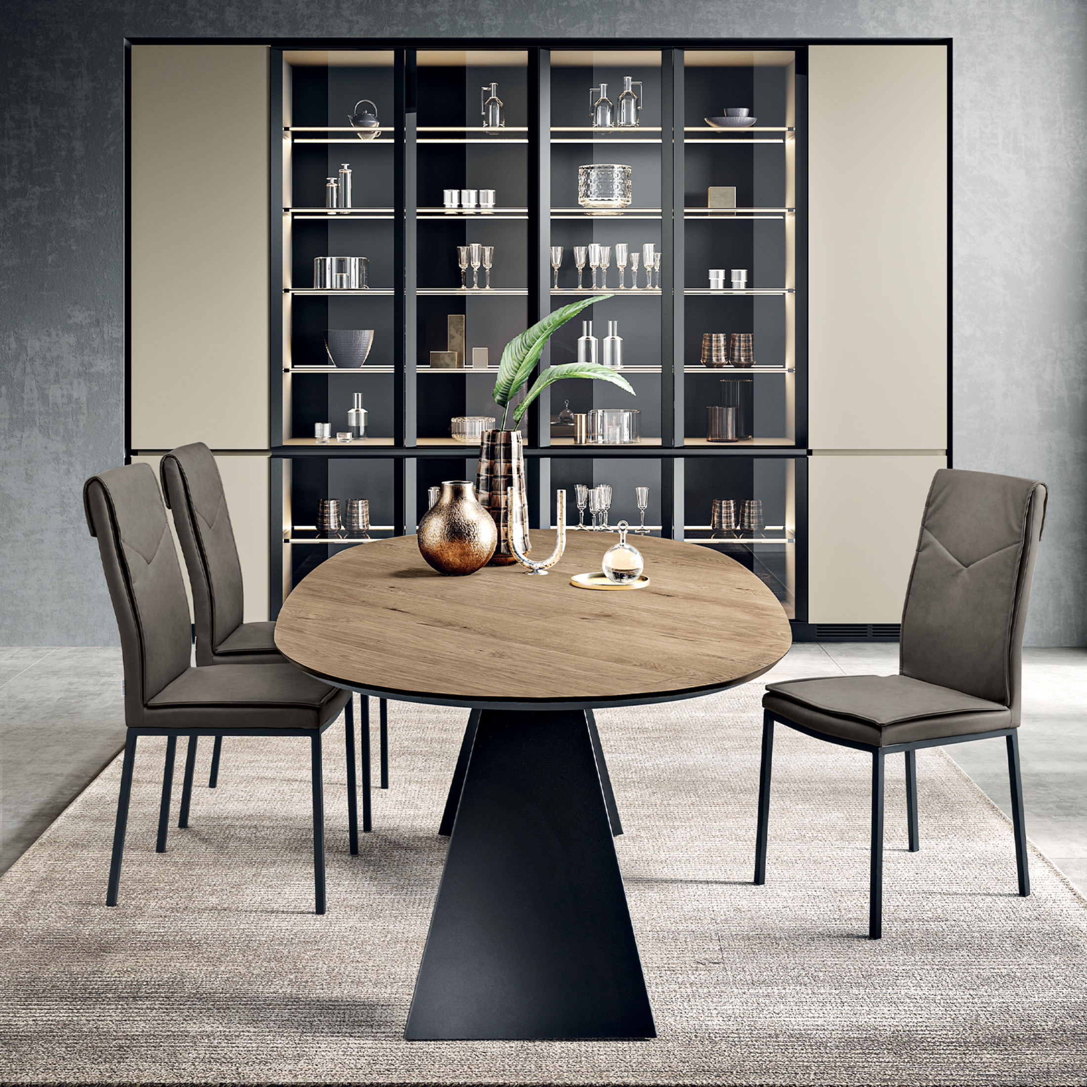 Tavolo fisso moderno da pranzo "Nargy" con base in metallo e piano in rovere cm 210x109 75h