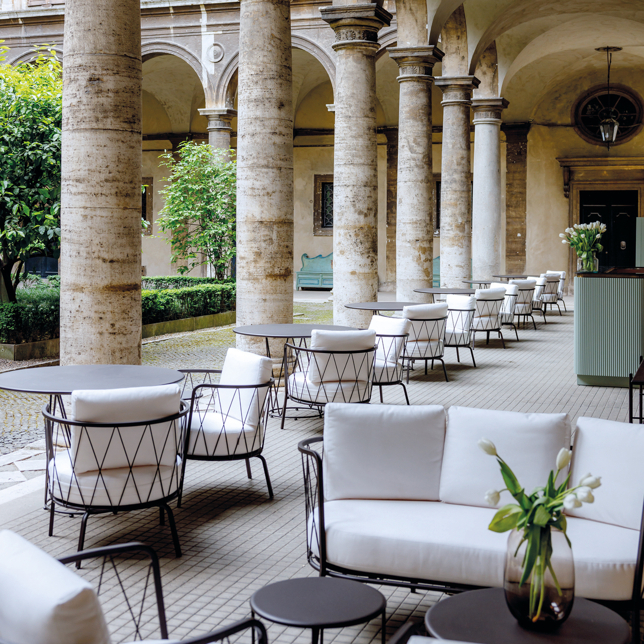 Divano 3 posti in metallo zincato "Daisy14" sofà lounge da giardino cm 220x80 71h