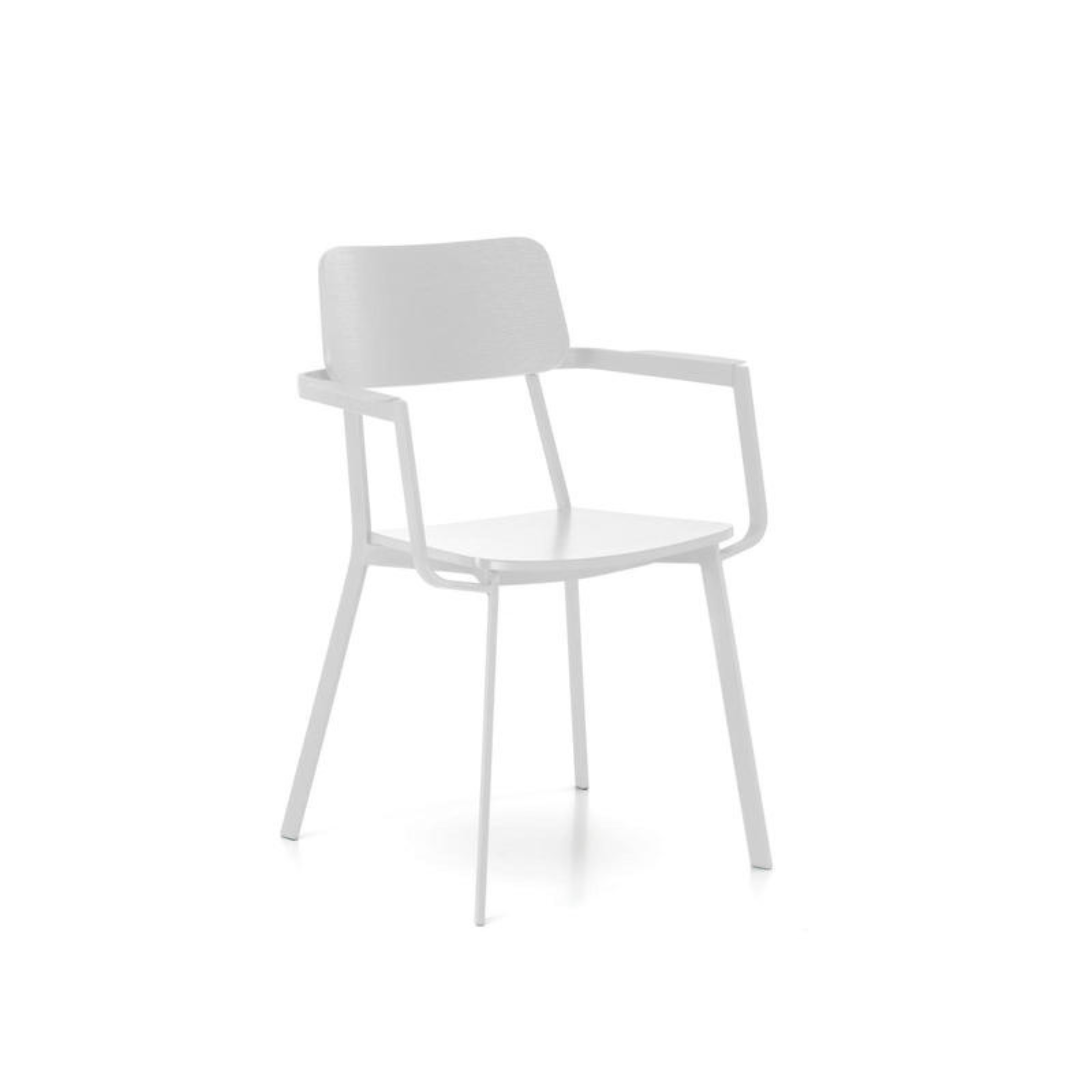 Set di sedie bianche moderne in legno laccato "Estia" con braccioli e struttura in metallo cm 51,5x61 82h