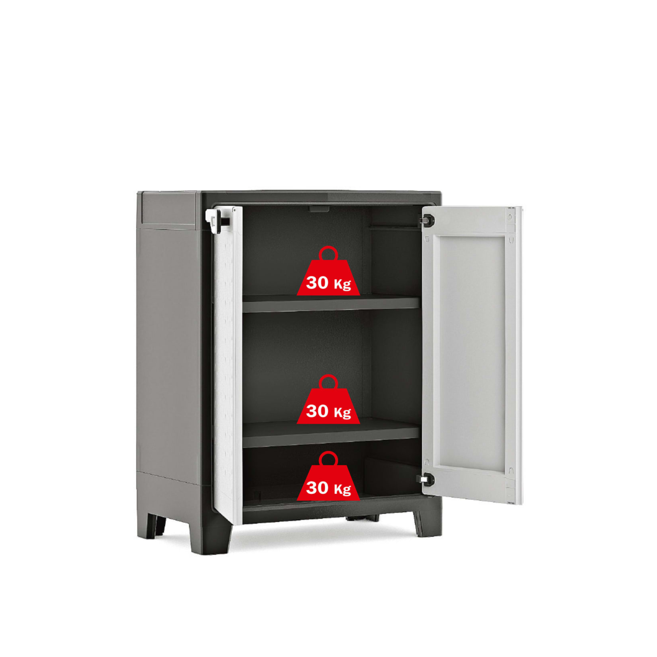 Armadio XL in resina da giardino "Hitan" con ripiani interni e piedini rialzati