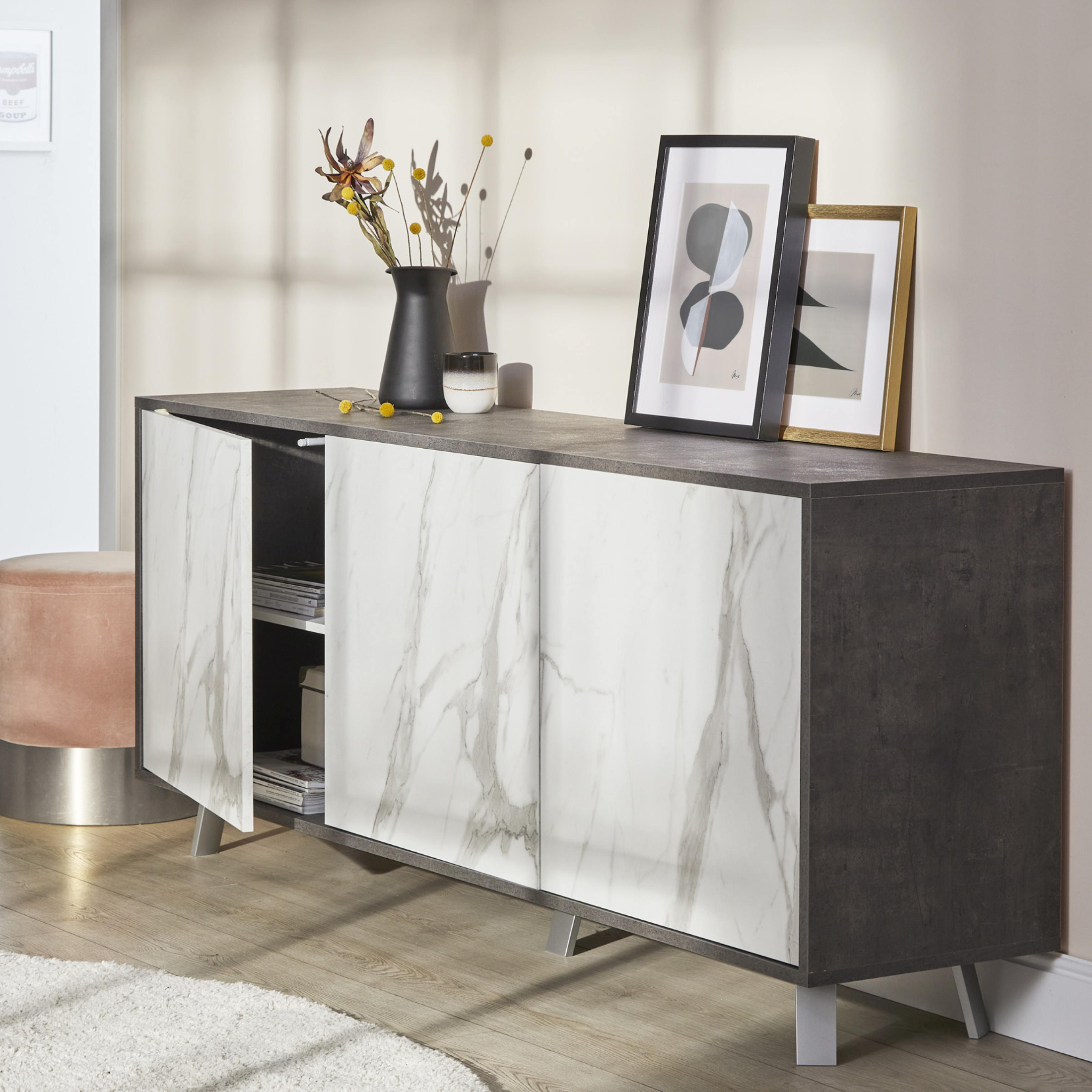 Mobile in legno 3 ante "Alex" madia push pull cm 177x41 74h