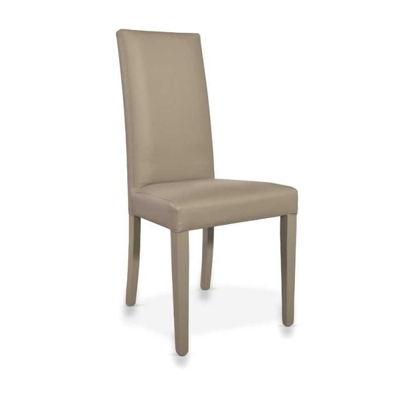 Set di sedie da pranzo "Nancy" imbottite in ecopelle con gambe in legno cm 47x47 101h