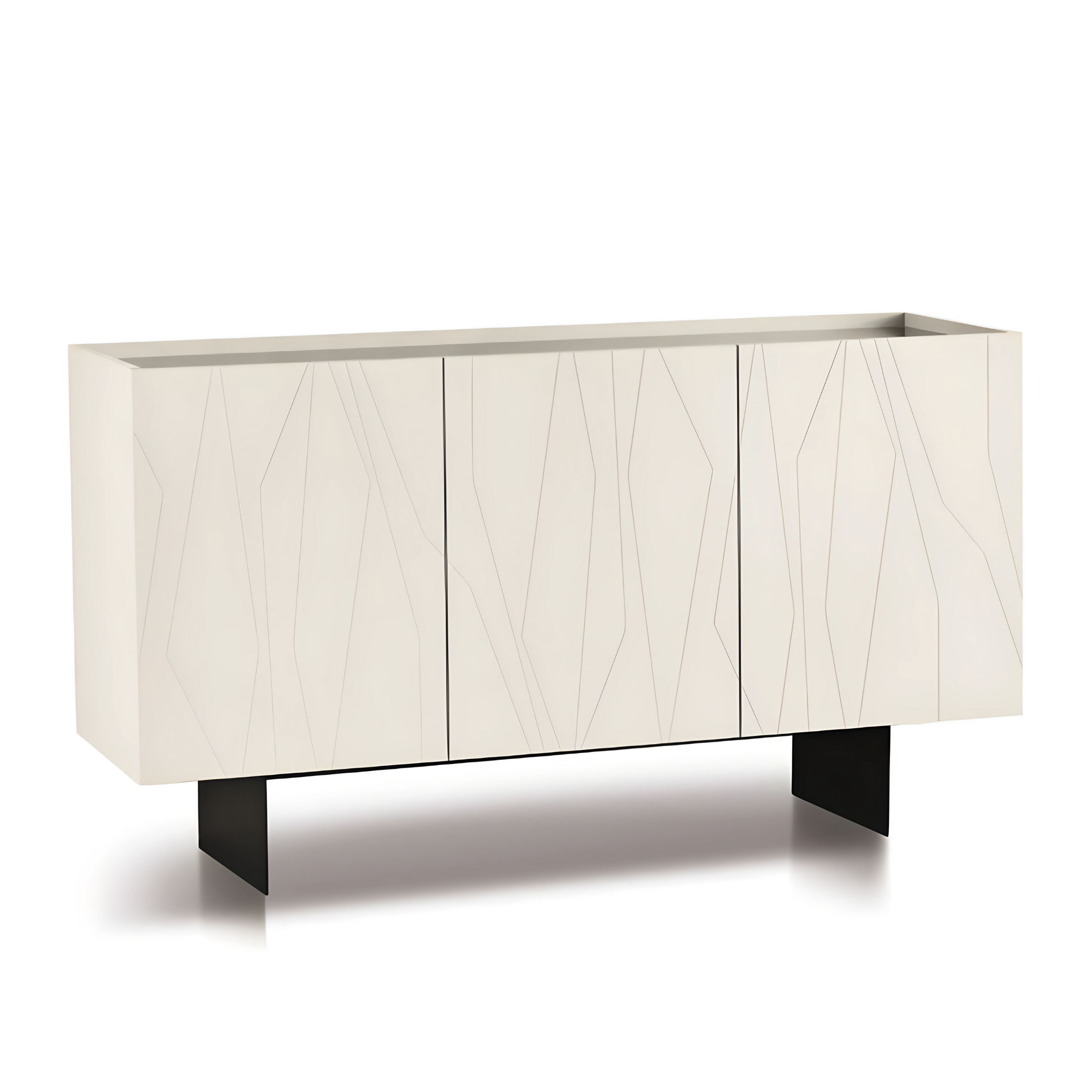 Buffet moderne 3 portes "Tigua" Plateau miroir fumé ou bronze déjà assemblé 169x50 cm 89h