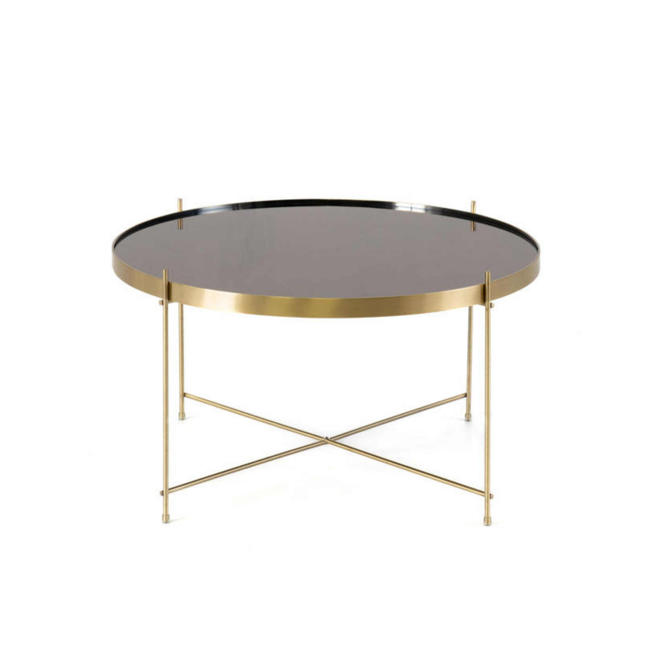 Table basse "Marissa" avec plateau en verre trempé et pieds en métal