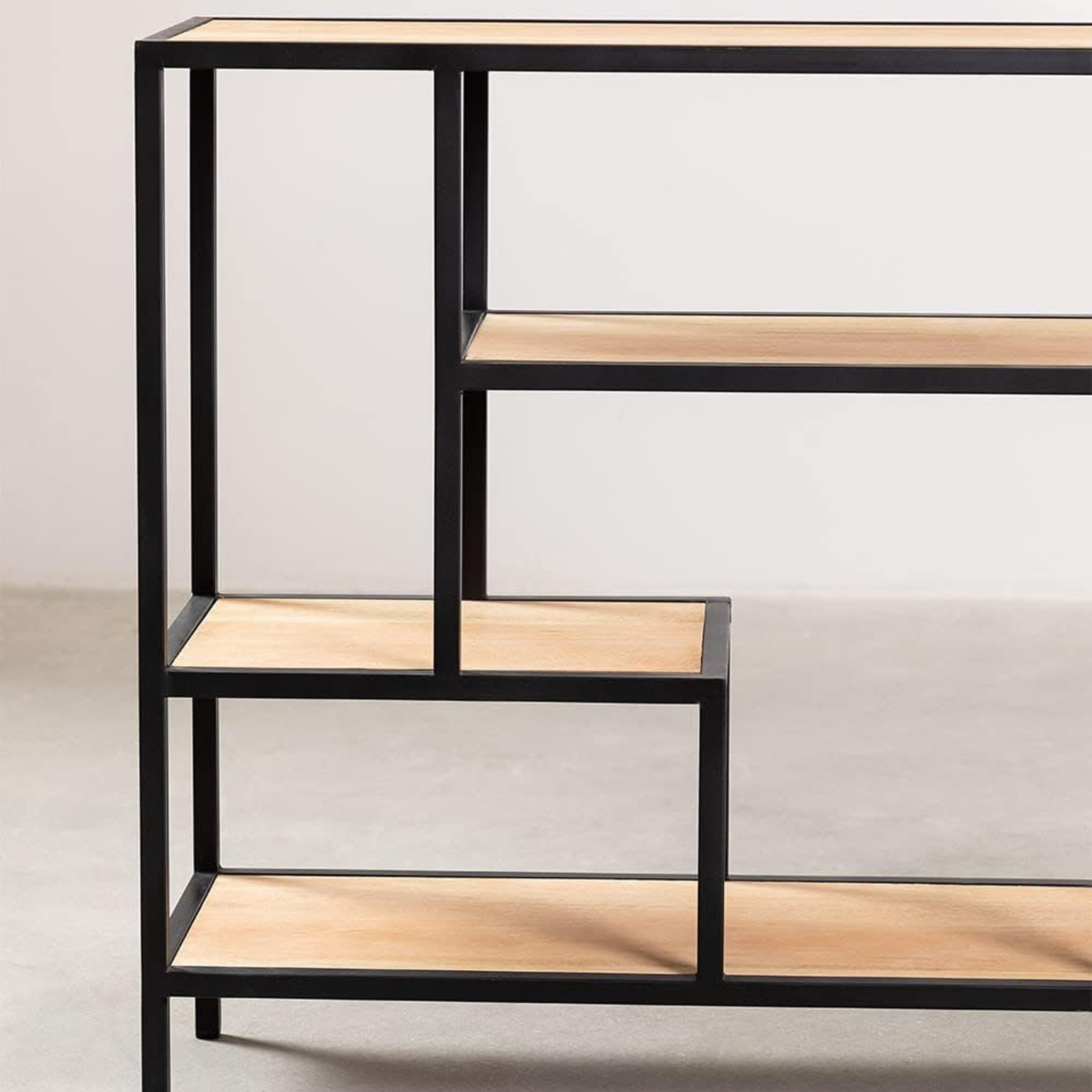 Mobile basso "Industrial" in legno di quercia e metallo cm 140x35x80h