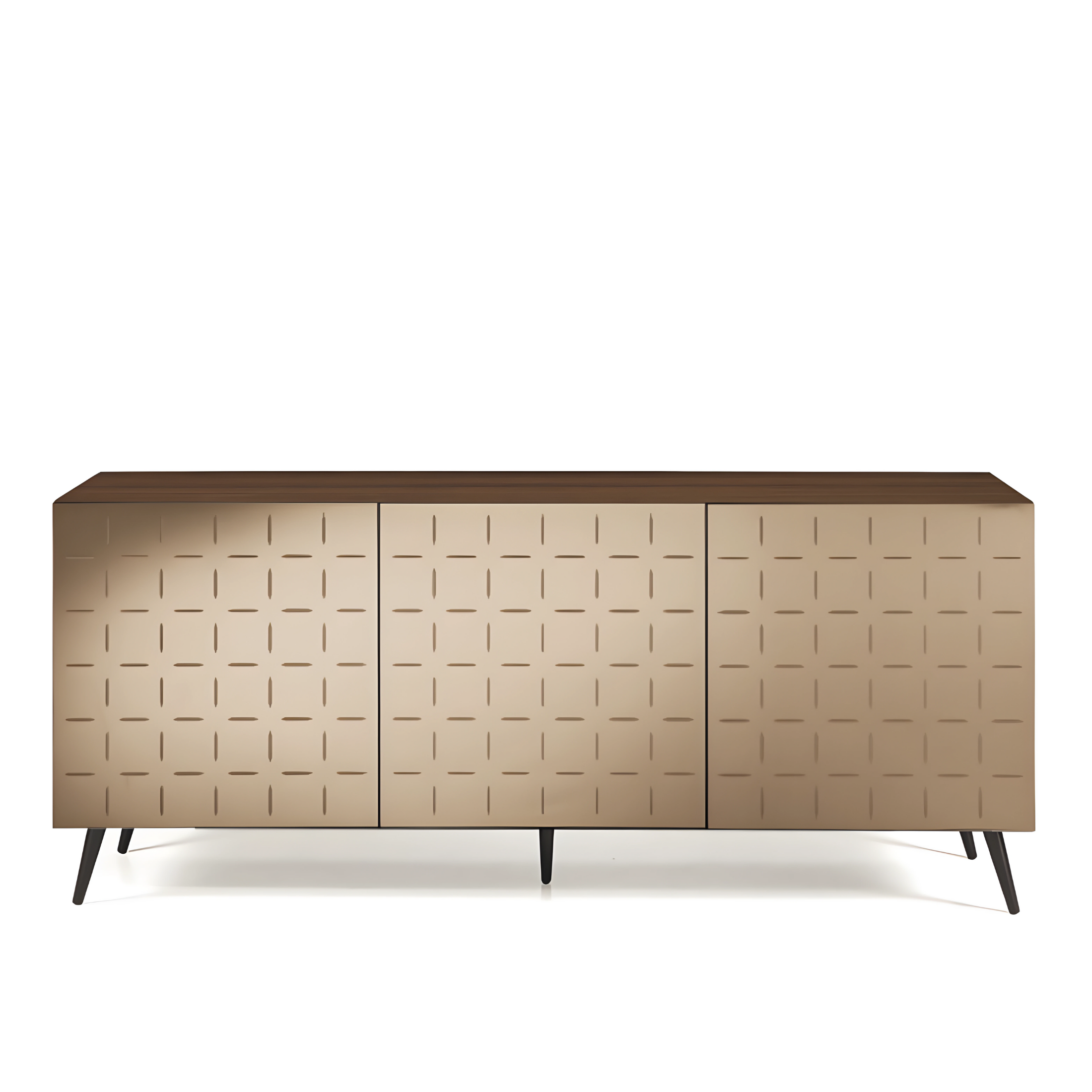 Buffet moderne 3 portes "Cassia" en mélaminé avec miroir 180x50 h80 cm