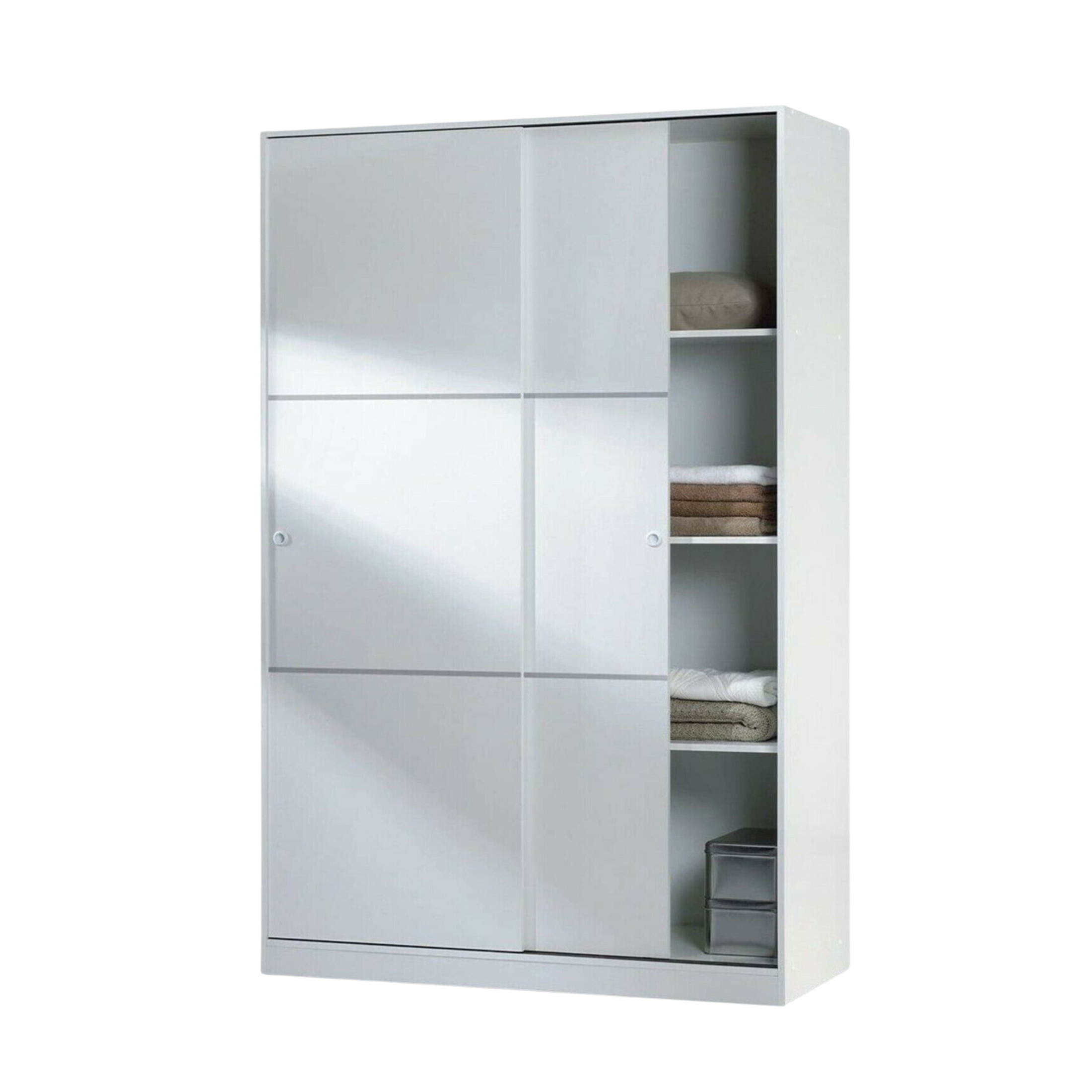 Armoire en bois blanc avec 2 portes coulissantes et 3 étagères 120x50 cm 200h
