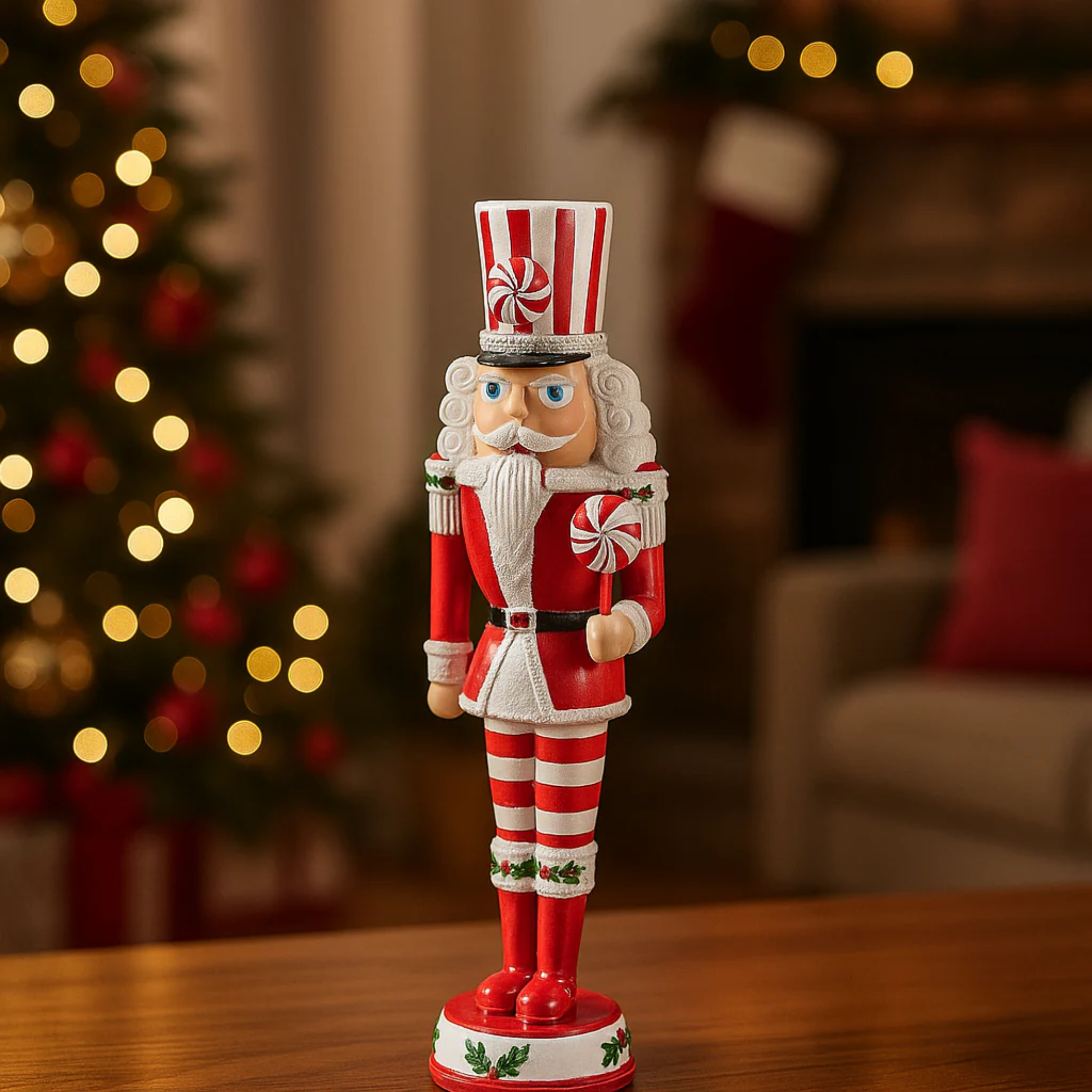 Statuetta di Soldatino verde e rosso, decorazione natalizia cm 33h