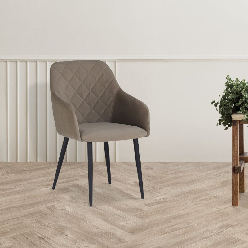 Set di sedie da pranzo "Rarra" imbottite in tessuto con gambe in metallo nere cm 59x60 85h