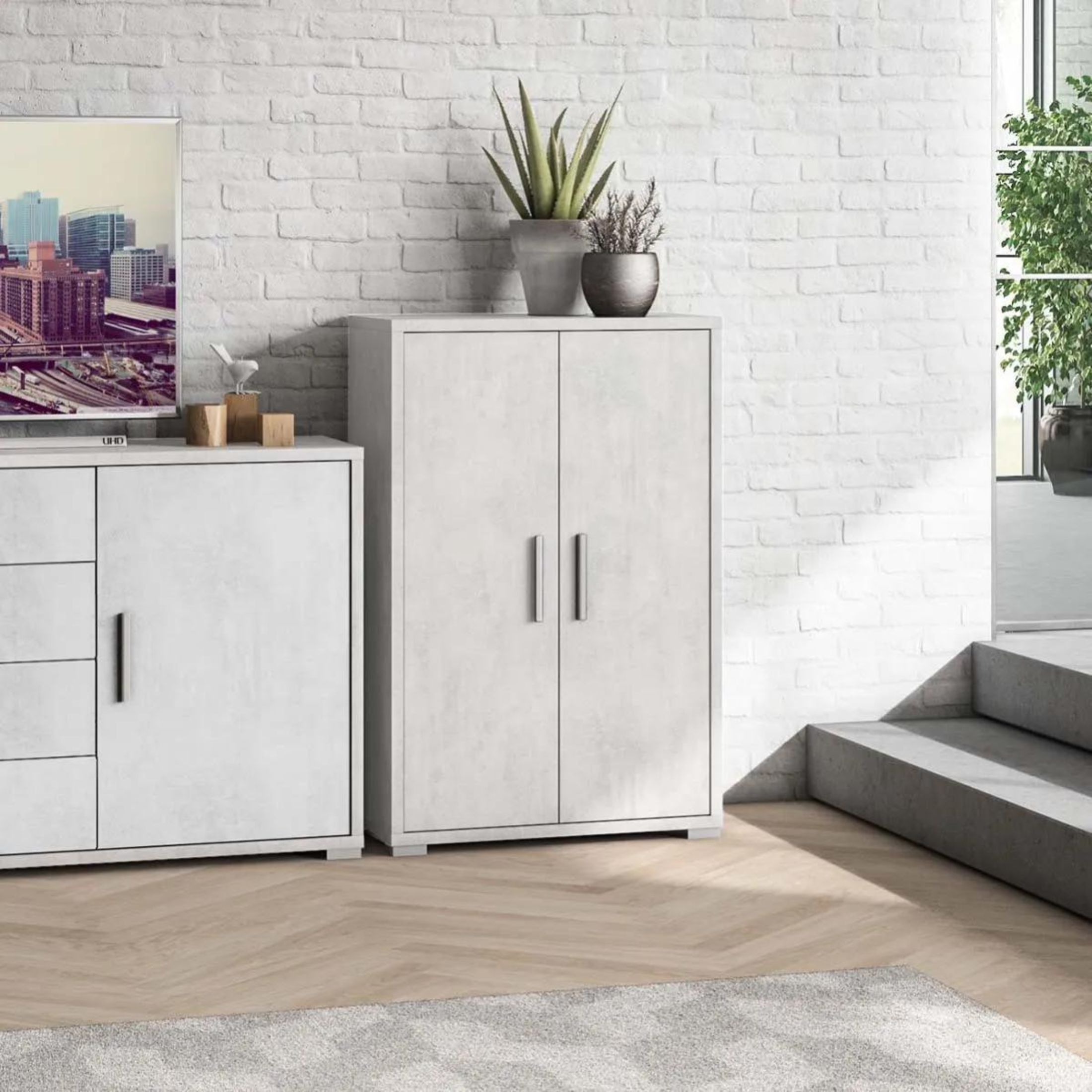 Mueble 2 puertas con estantes regulables "Charme" armario multiusos 71x41 cm 110h