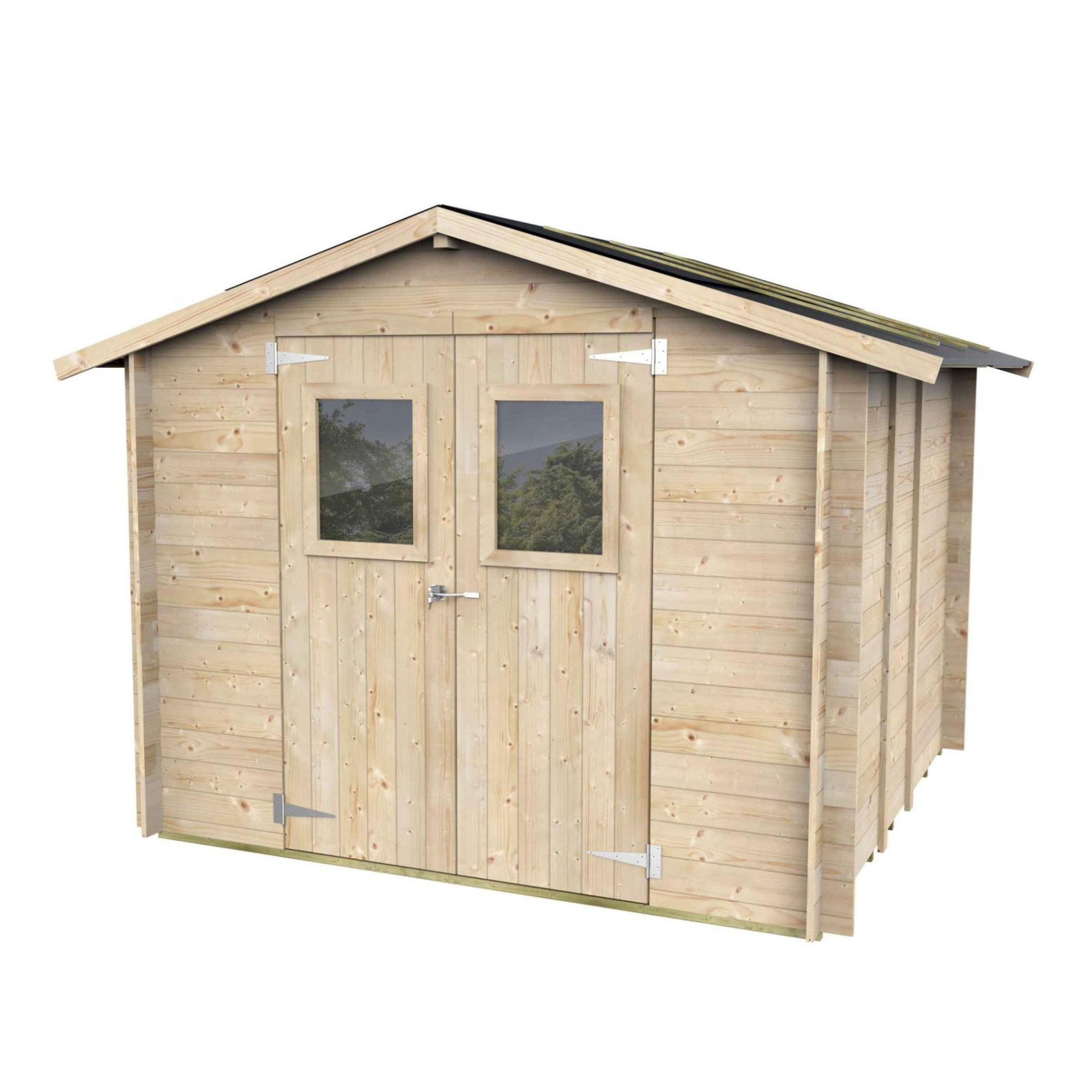 Abri de jardin en bois "Hobby" 248x248 cm 217h porte double vitrage