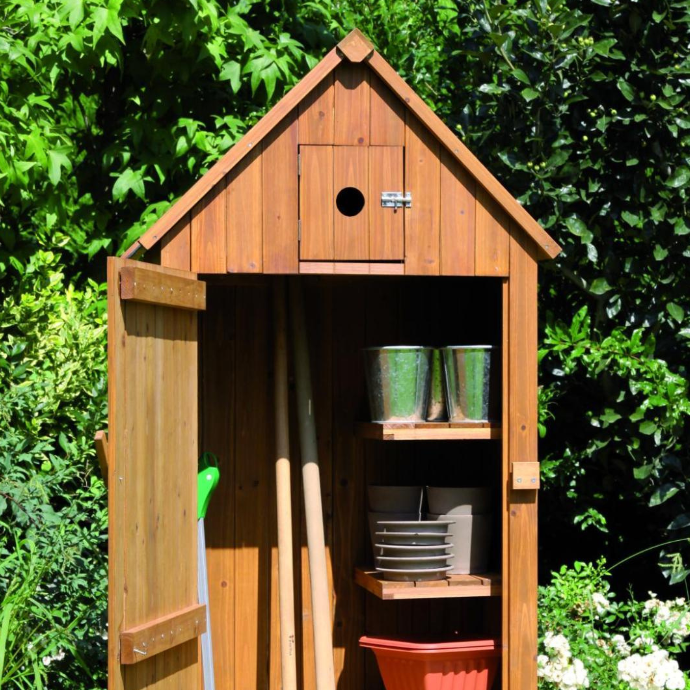 Meuble de rangement en bois de sapin "Utile3" 3 étagères avec toit étanche 77x54 cm 179h