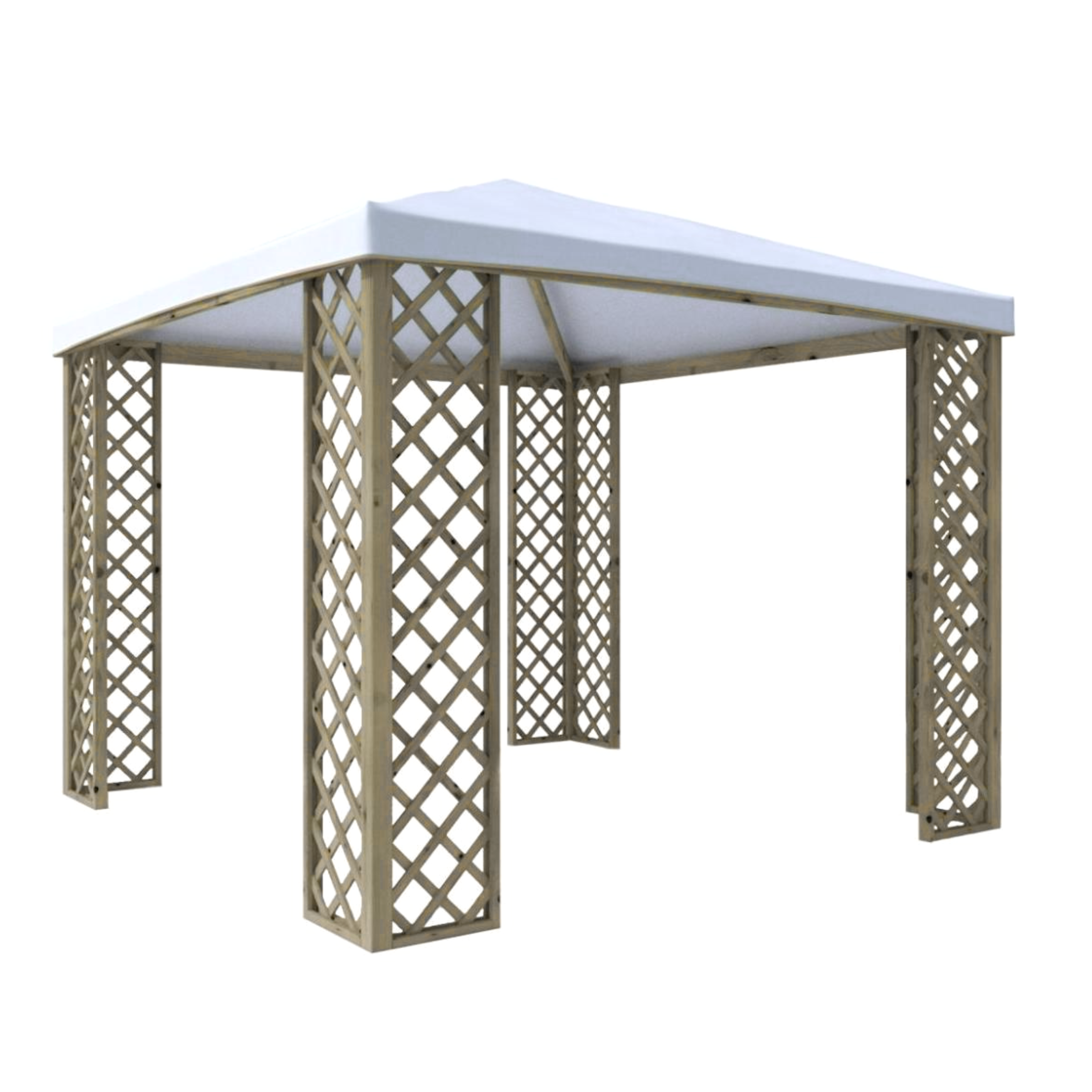 Gazebo en bois de sapin "Renard" recouvert de feuille PVC blanc 3x3 m 2,7h
