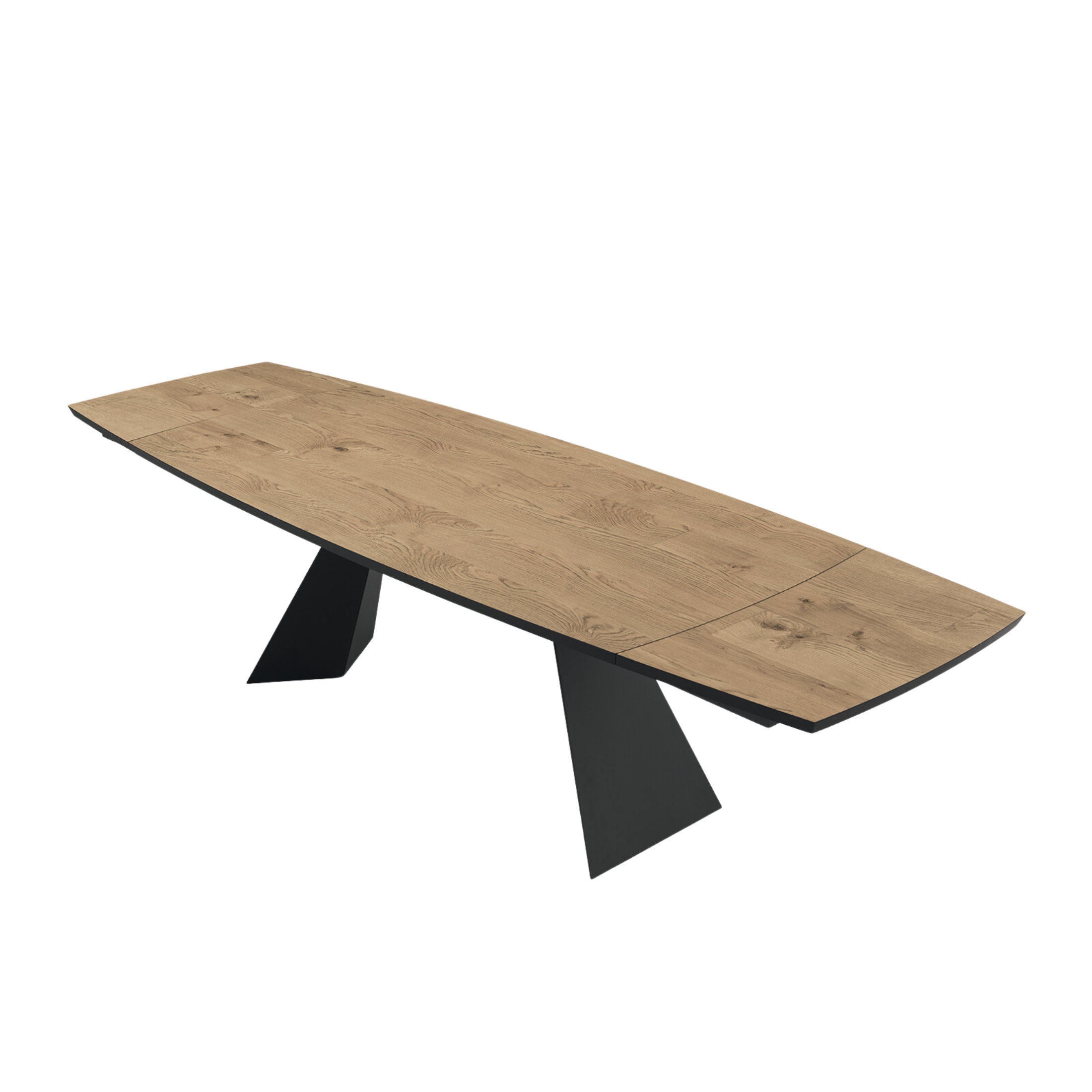 Tavolo allungabile moderno "Nora" con base in metallo e piano in rovere