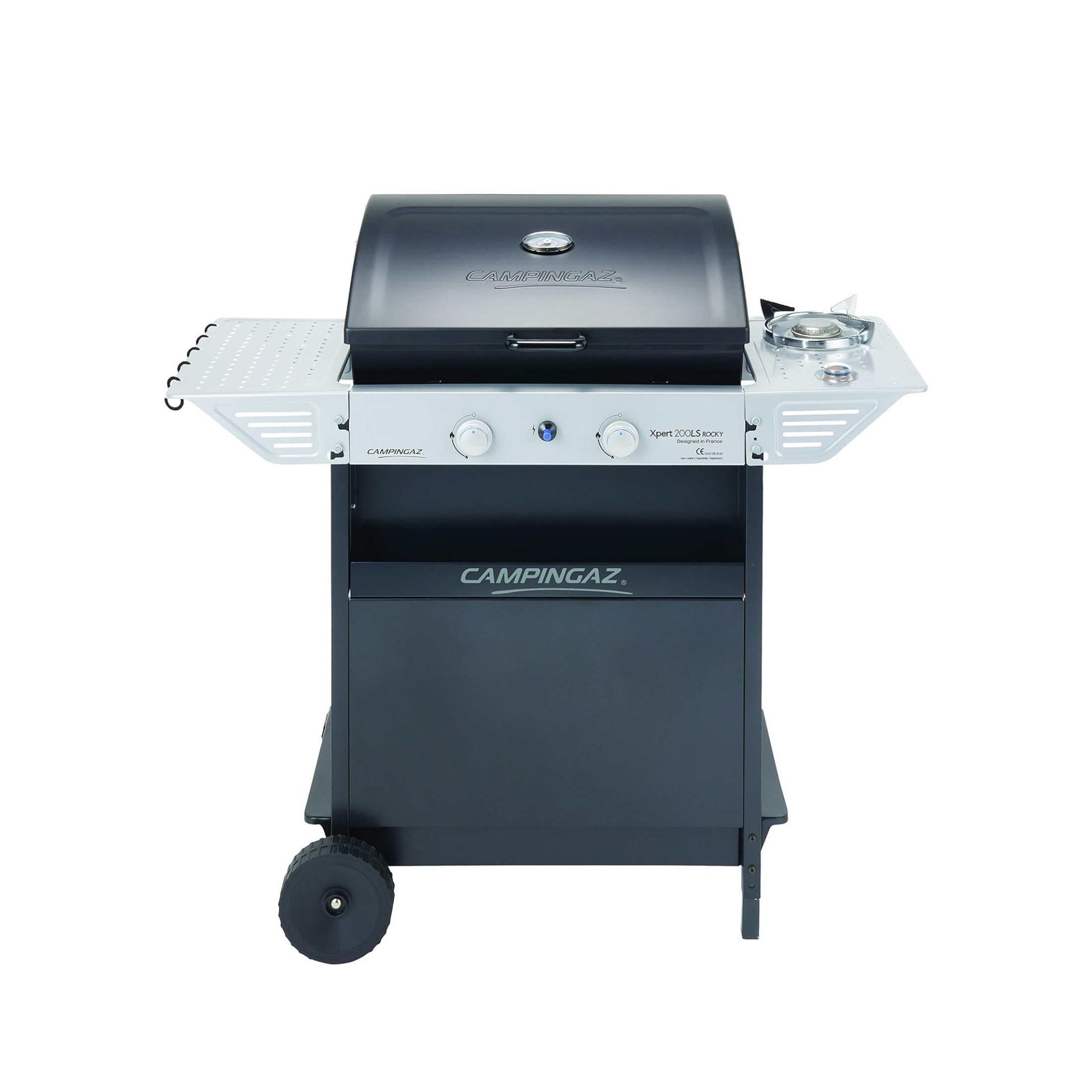 Barbecue a gas in acciaio inox "Xpert 200LS Plus+Rocky" 2 griglie in ghisa e ruote