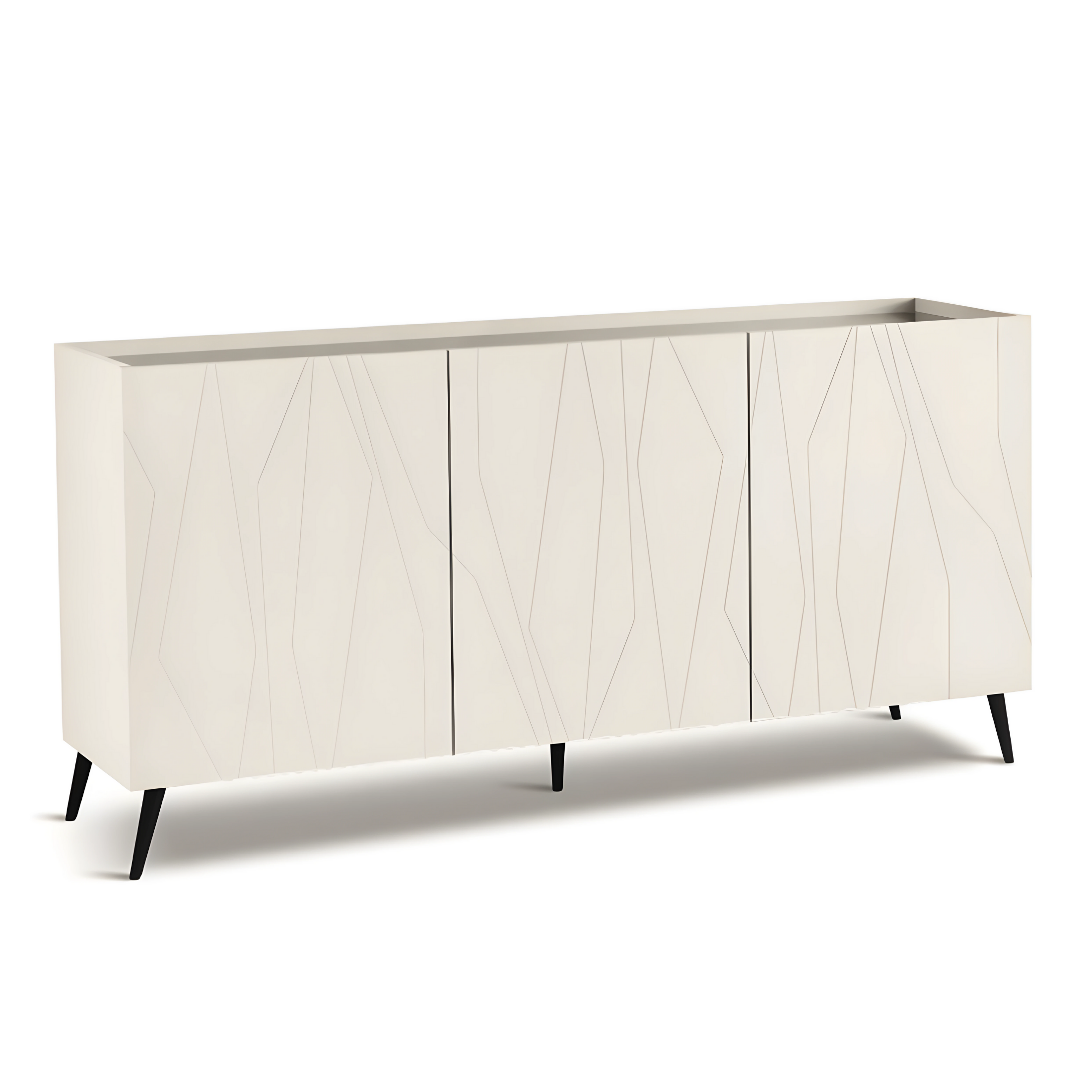 Buffet moderne 3 portes "Tigua" Plateau miroir fumé ou bronze déjà assemblé 169x50 cm 89h