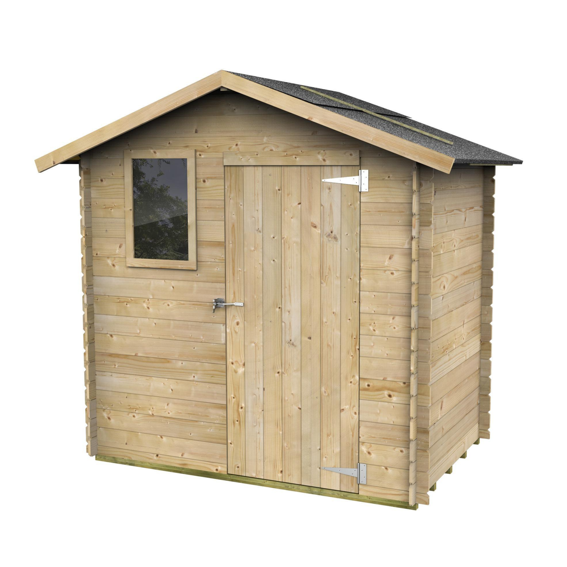 Abri de jardin en bois "Livia" simple porte aveugle avec fenêtre 198x130 cm 205h