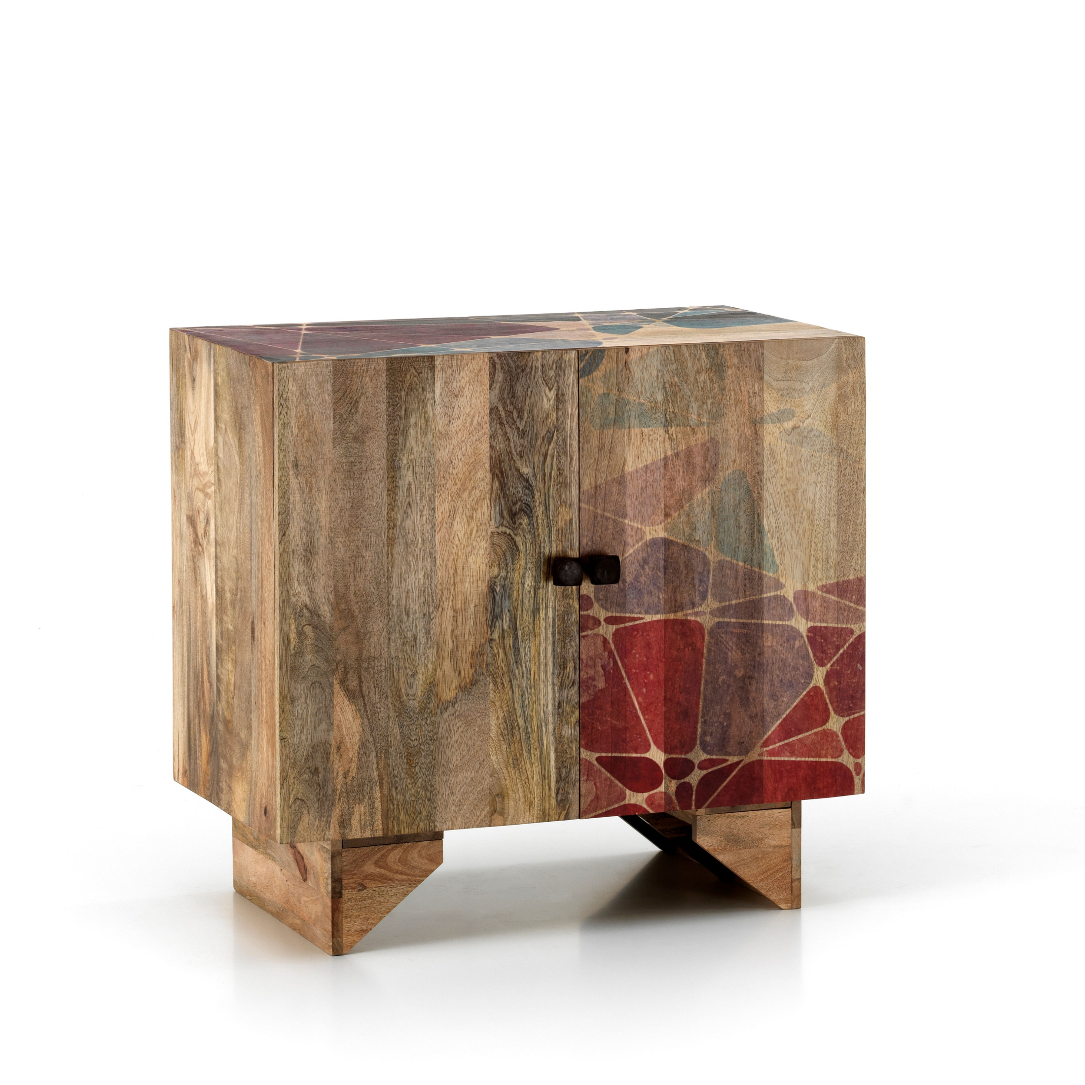 Madia etnica in legno di mango "Riki" da soggiorno 2 ante cm 81x45 75h
