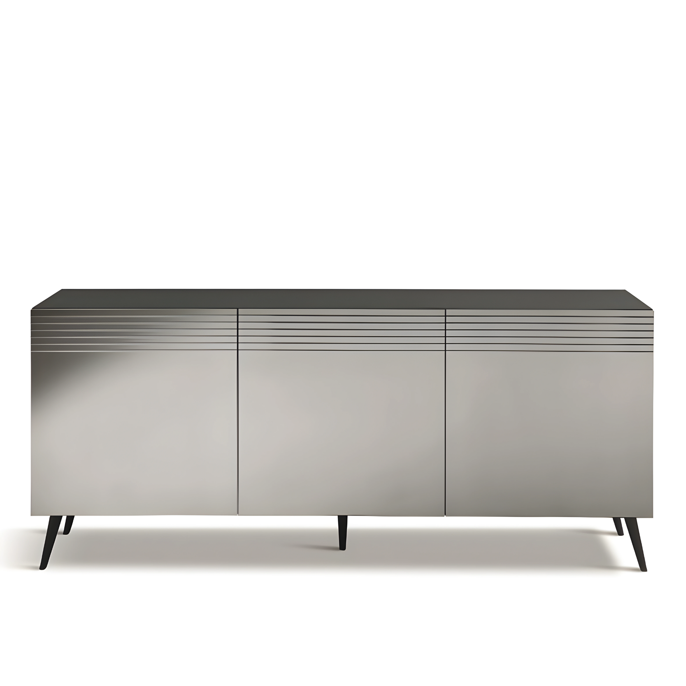 Buffet moderne à 3 portes déjà assemblé "Iride" en mélaminé anthracite 180x50 h80 cm