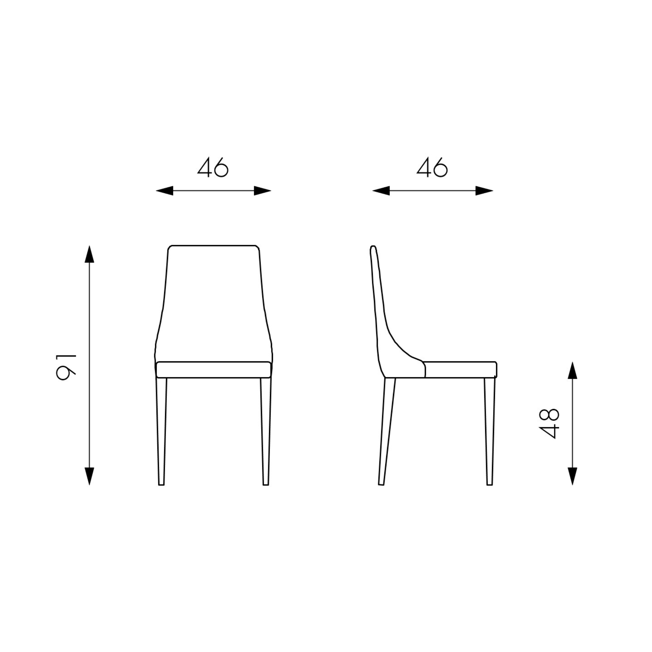Chaise rembourrée simili cuir "Myriam" fauteuil moderne 46x46 cm 91h