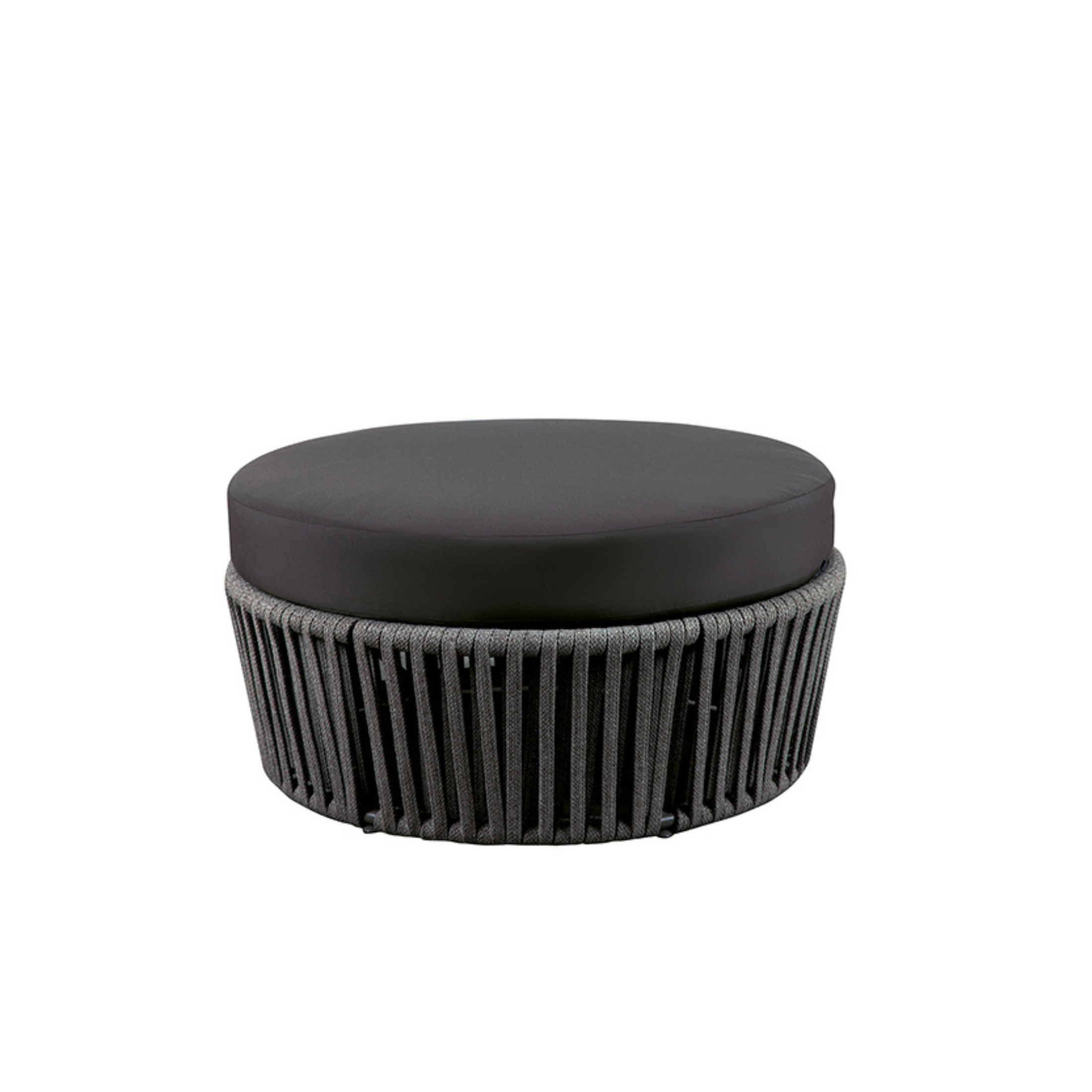 Table basse pouf en corde et métal table basse de jardin "Daisy Rope" 90x90 cm 45h