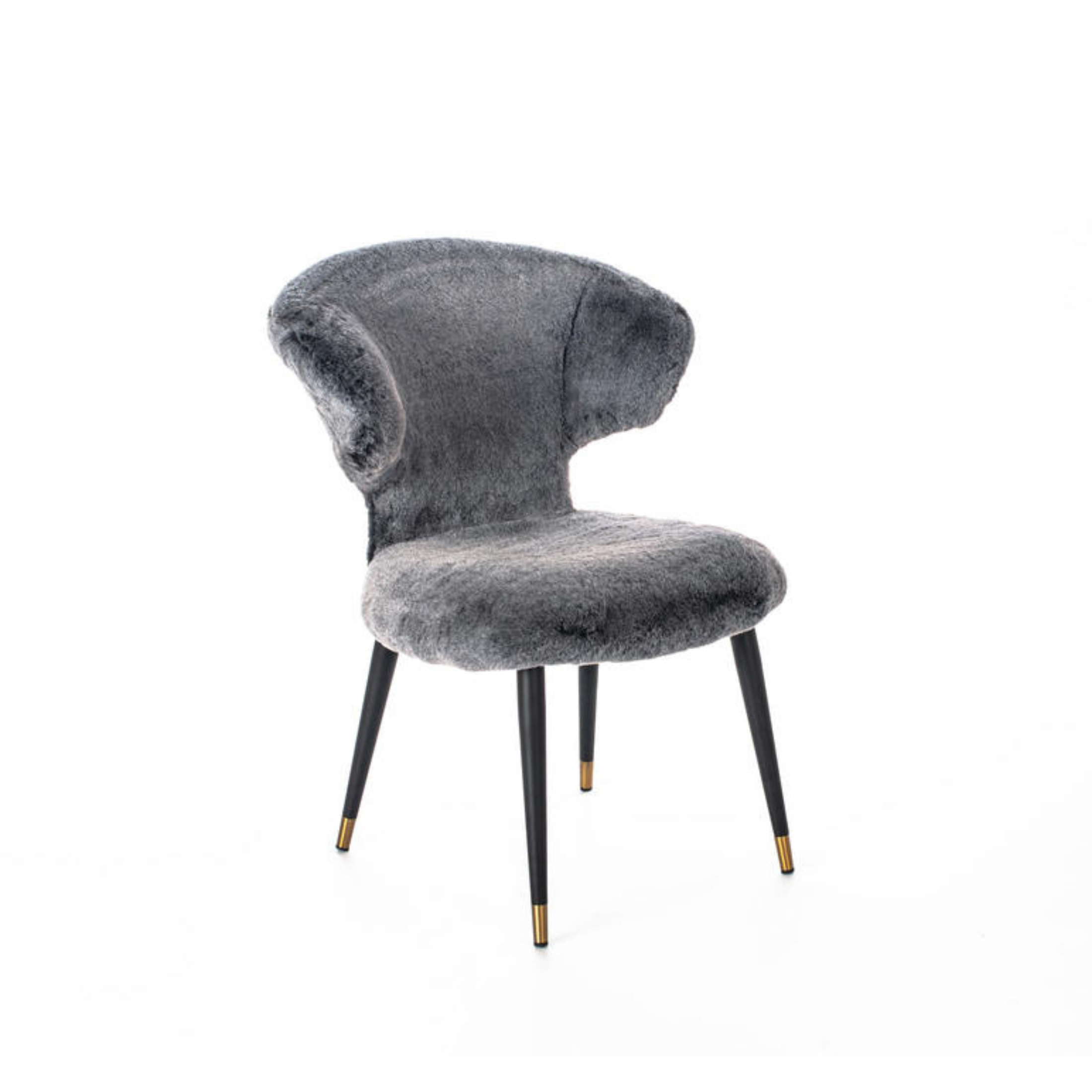 Sillón acolchado de pelo sintético "Fury" con patas de metal 66x64 cm 87h