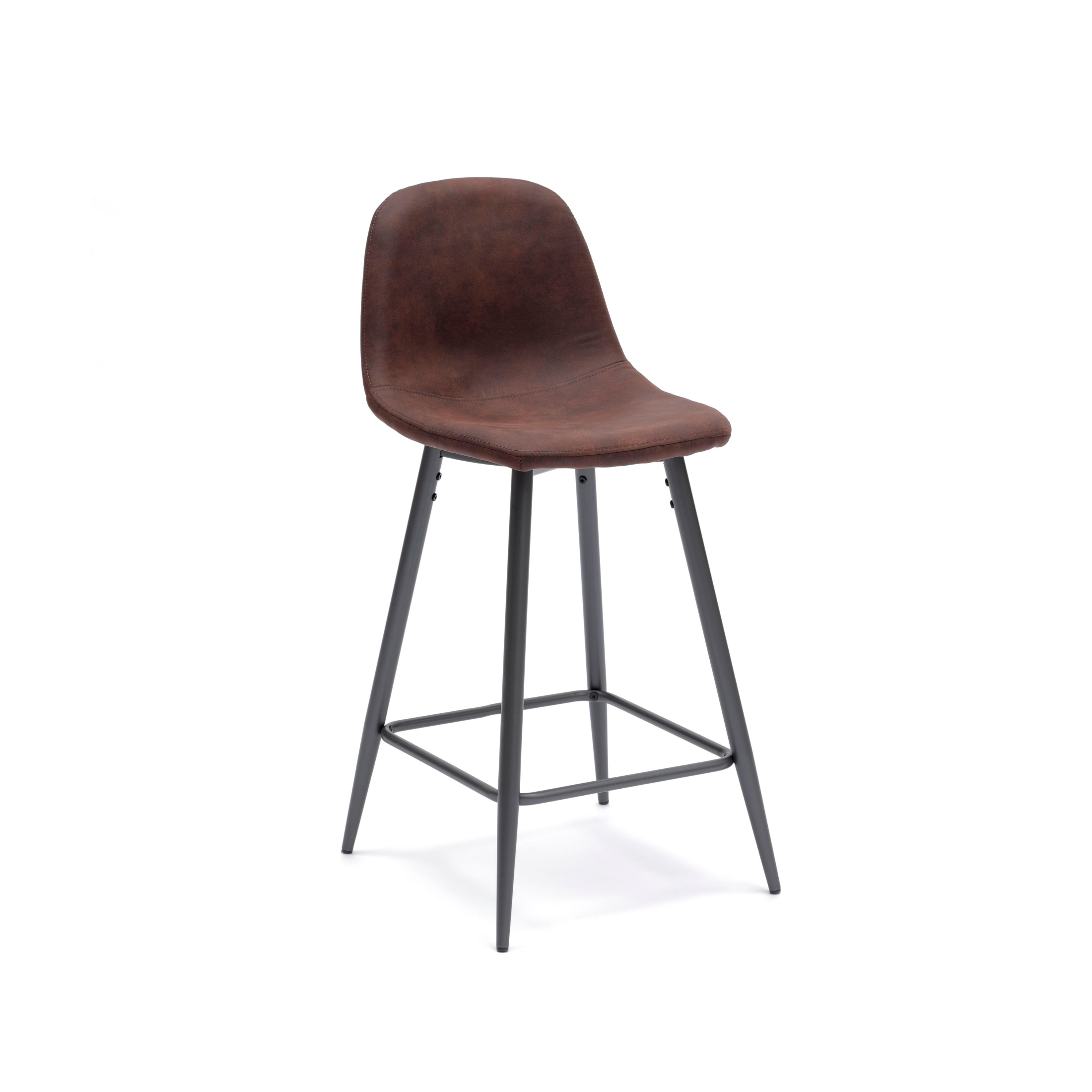 Set di sgabelli imbottiti alti "Brig" in similpelle con poggiapiedi cm 50x44 84h