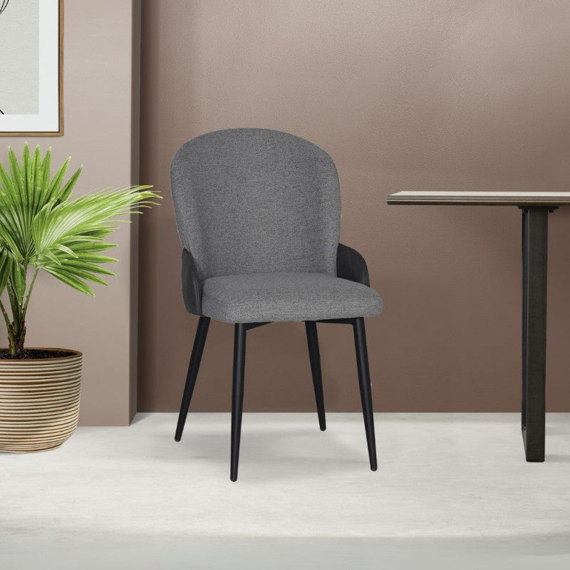 Set di sedie da pranzo "Simo" imbottite in tessuto ed ecopelle con gambe in metallo cm 52x60 87h