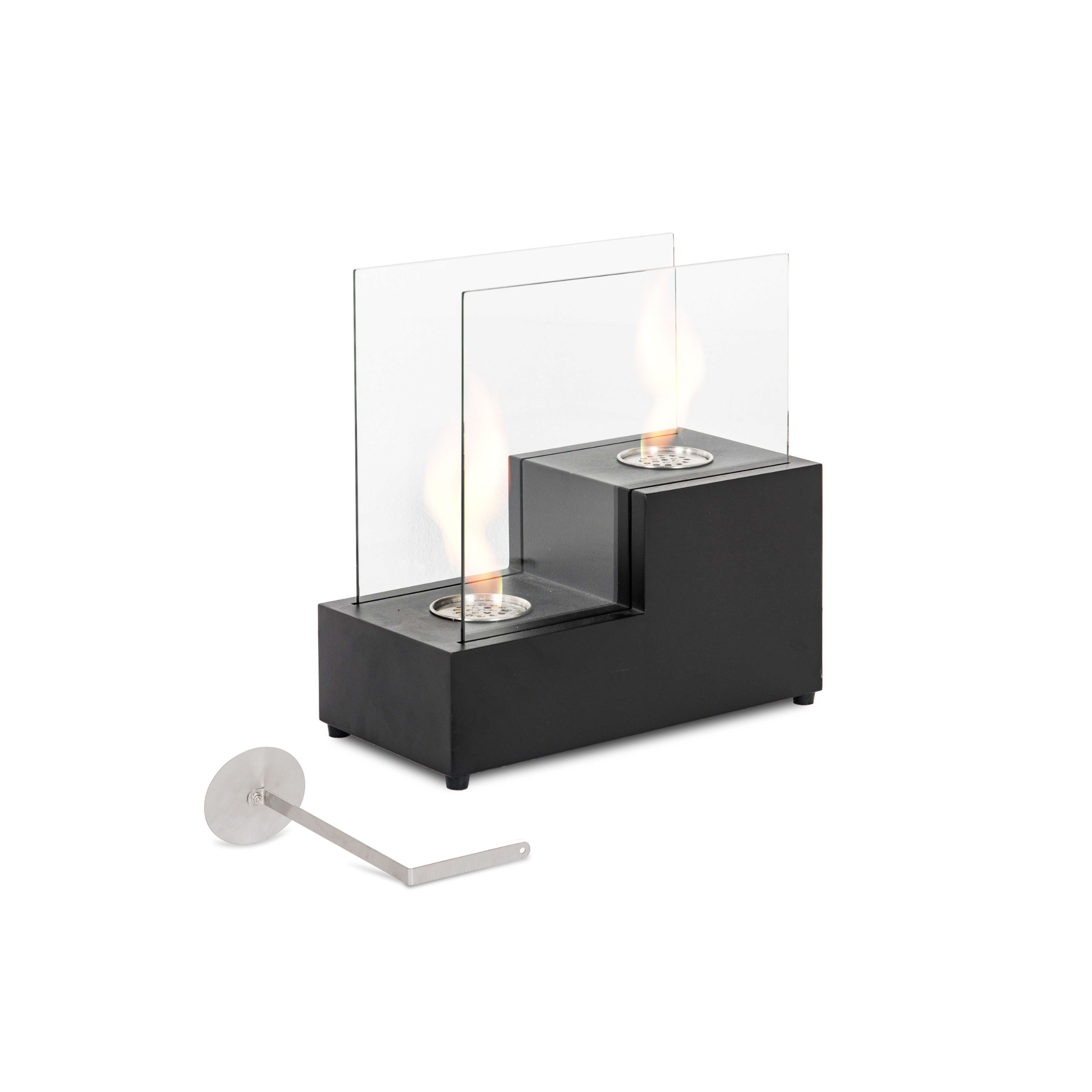 Chimenea de sobremesa de bioetanol "Two Steps" de cristal templado 40x20 cm 39h